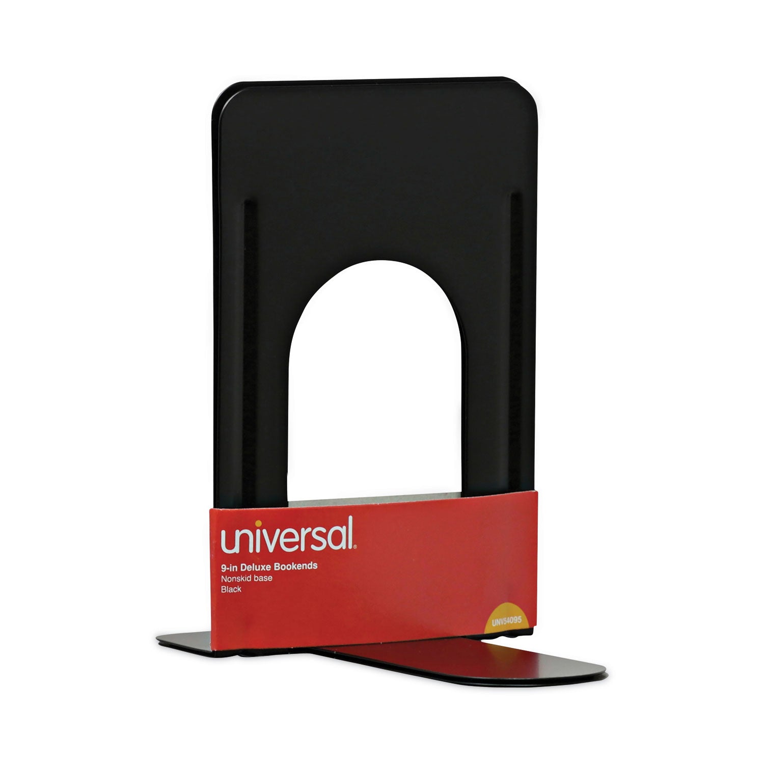 Universal® Economy Bookends, Nonskid, 5.88 x 8.25 x 9, Heavy Gauge Steel, Black, 1 Pair