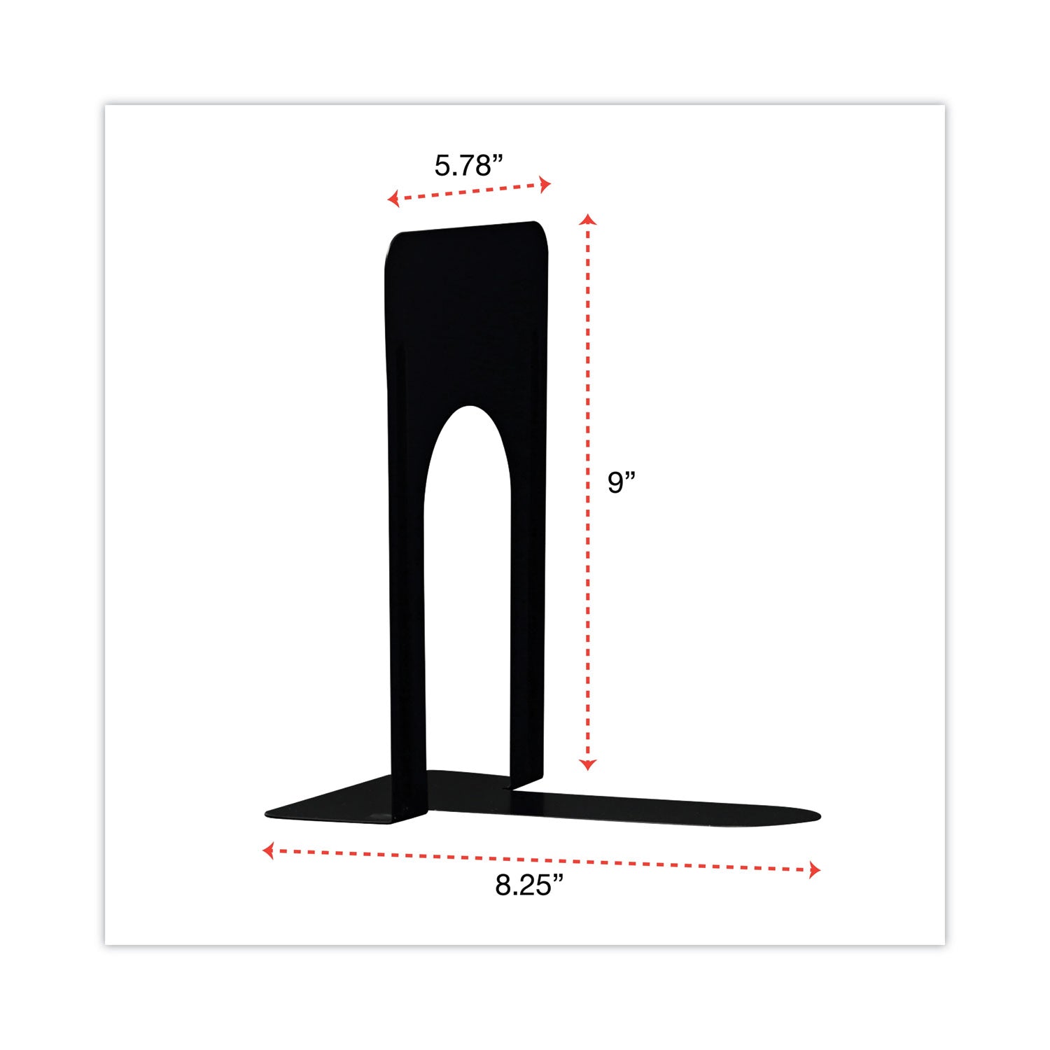 Universal® Economy Bookends, Nonskid, 5.88 x 8.25 x 9, Heavy Gauge Steel, Black, 1 Pair