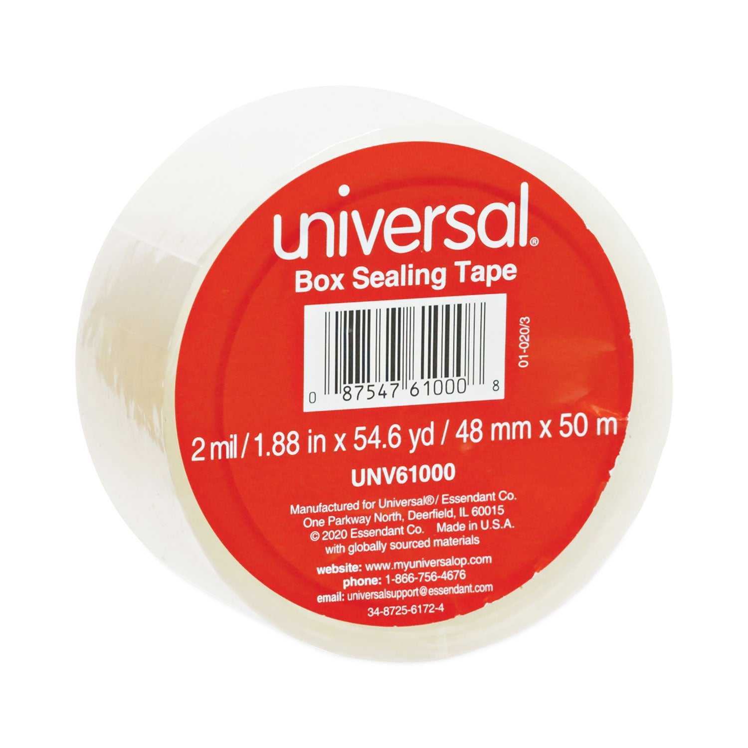 Universal® General-Purpose Box Sealing Tape, 3" Core, 1.88" x 54.6 yds, Clear