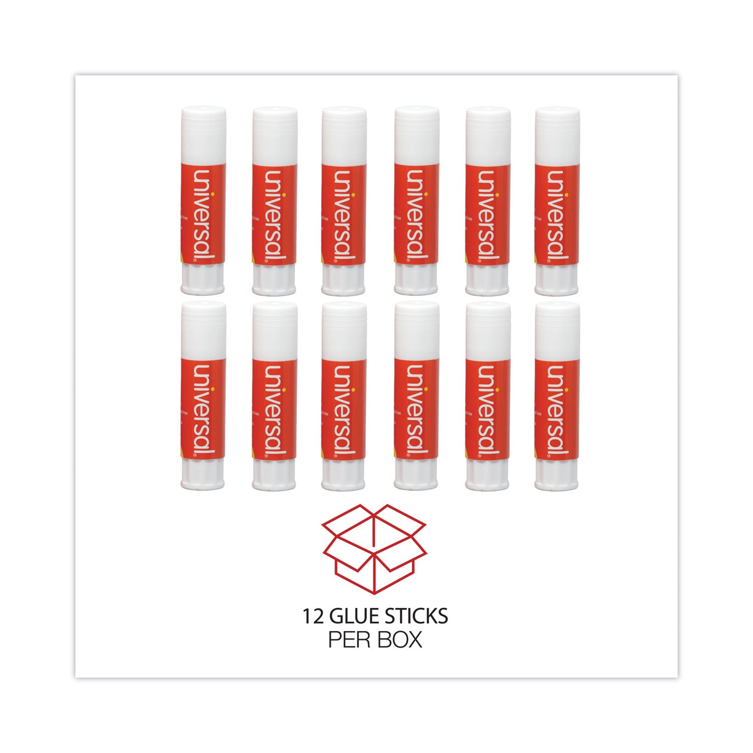 Universal® Glue Stick, 0.28 oz, Applies and Dries Clear, 12/Pack