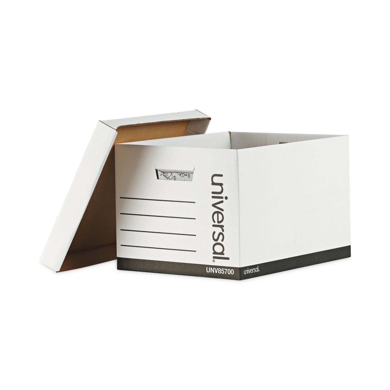 Universal® Medium-Duty Lift-Off Lid Boxes, Letter/Legal Files, 12" x 15" x 10", White, 12/Carton