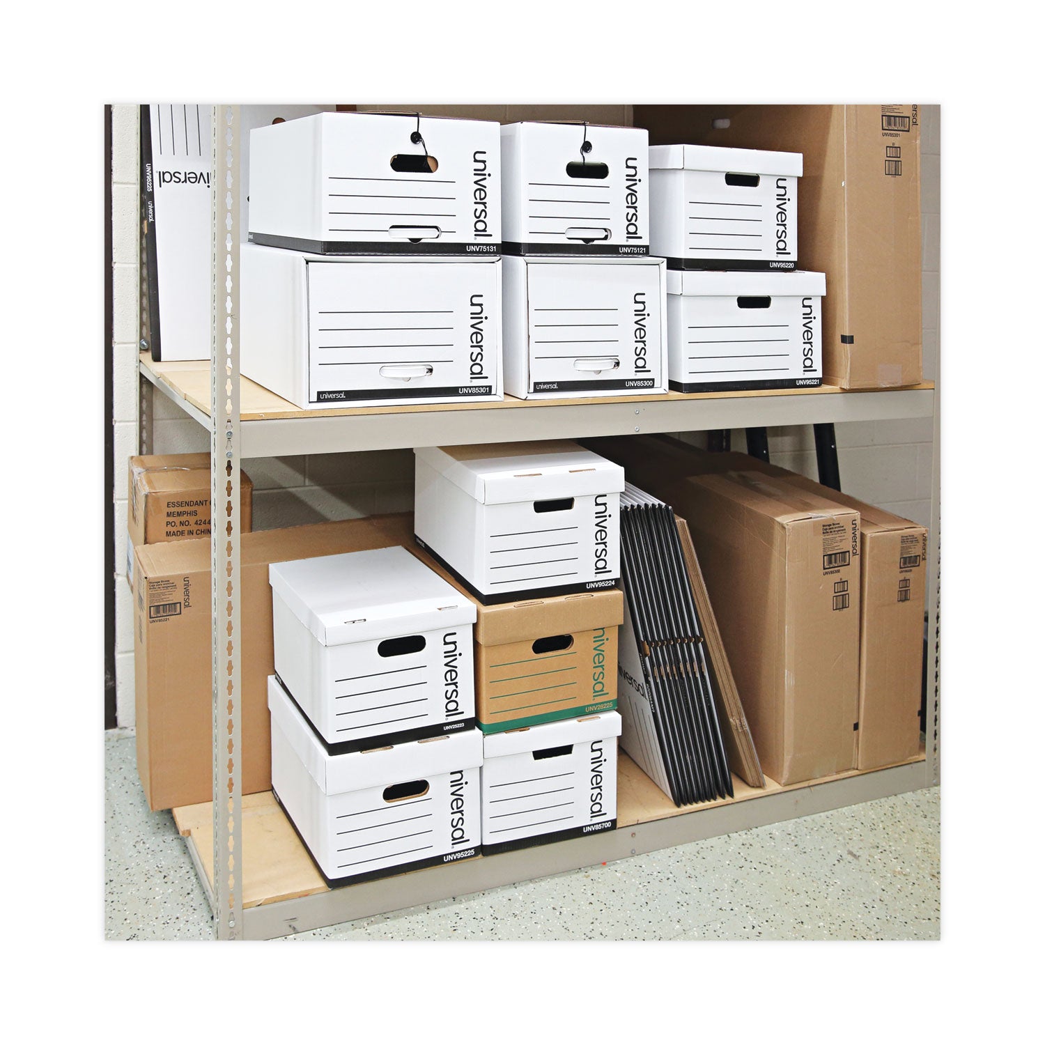 Universal® Medium-Duty Lift-Off Lid Boxes, Letter/Legal Files, 12" x 15" x 10", White, 12/Carton