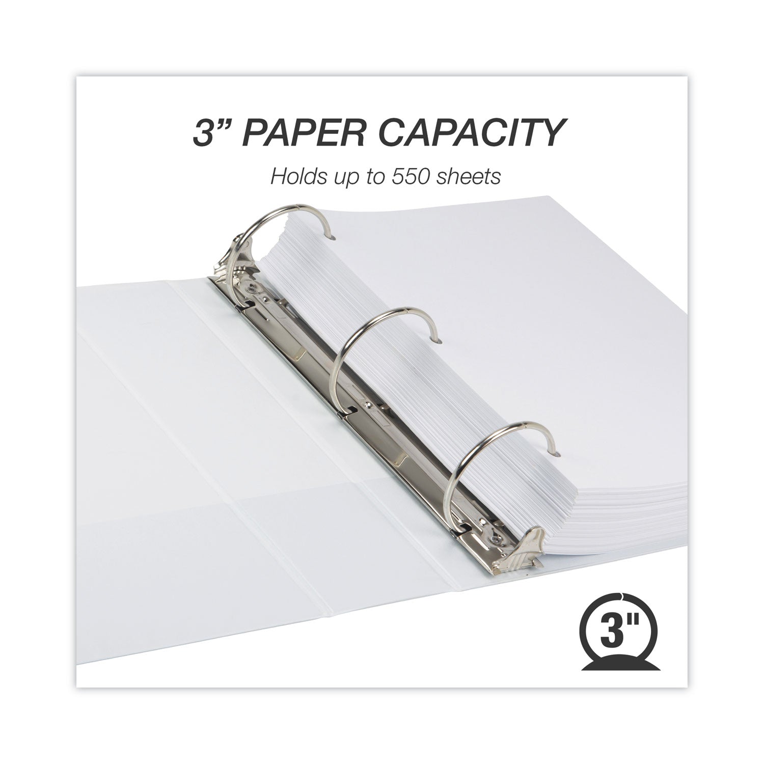 Samsill® Earth's Choice Plant-Based Round Ring View Binder, 3 Rings, 3" Capacity, 11 x 8.5, White