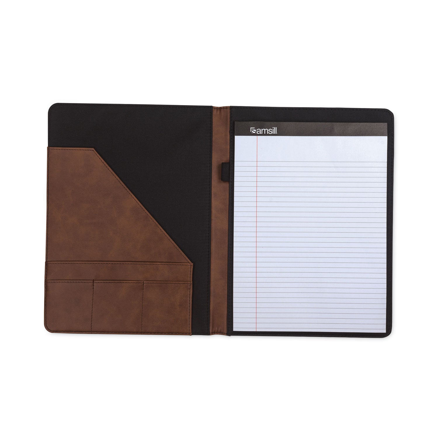 Samsill® Two-Tone Padfolio with Spine Accent, 10.6w x 14.25h, Polyurethane, Tan/Brown