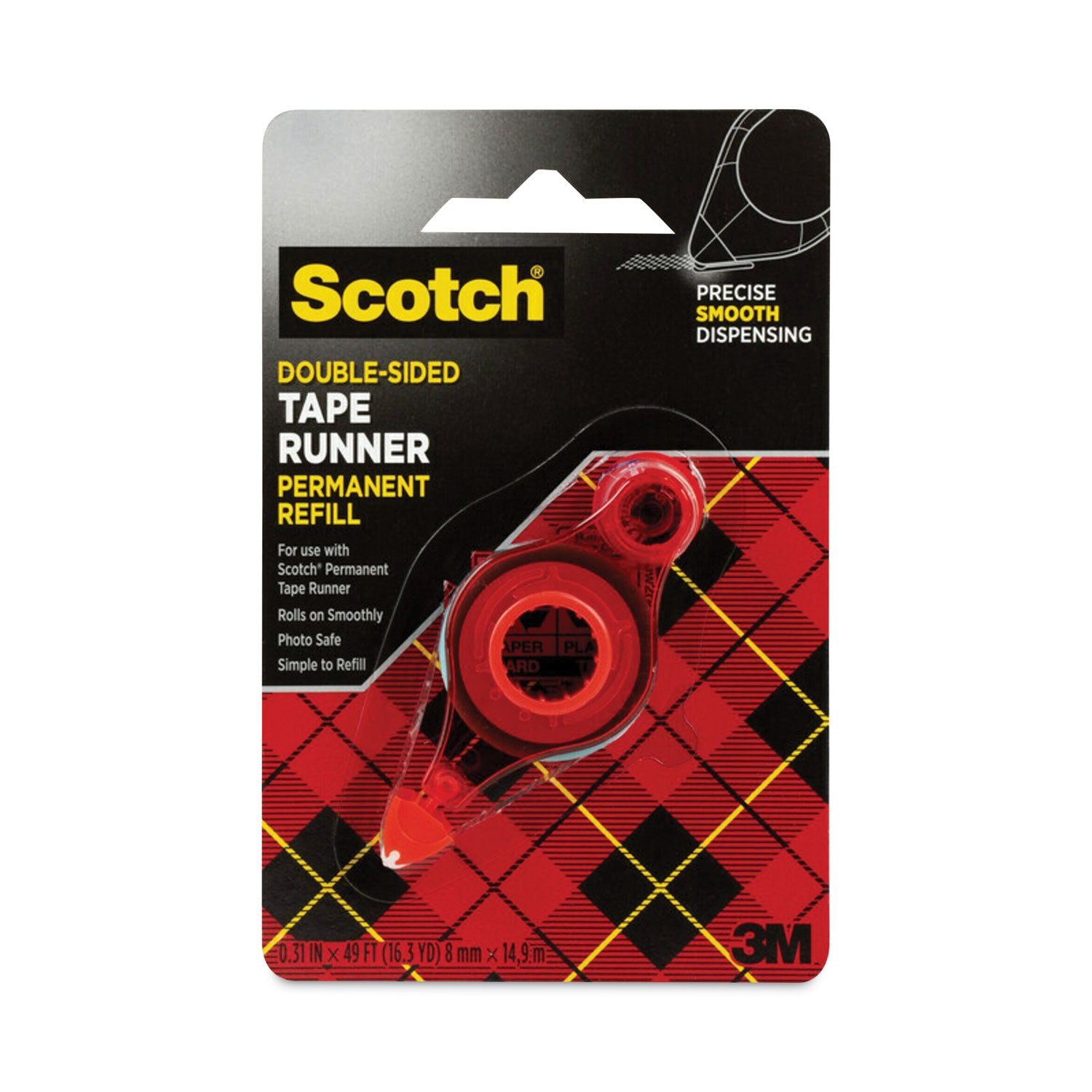 Scotch® Refill for the Redesigned Scotch 6055 Tape Runner Dispenser, 0.31" x 49 ft, Dries Clear