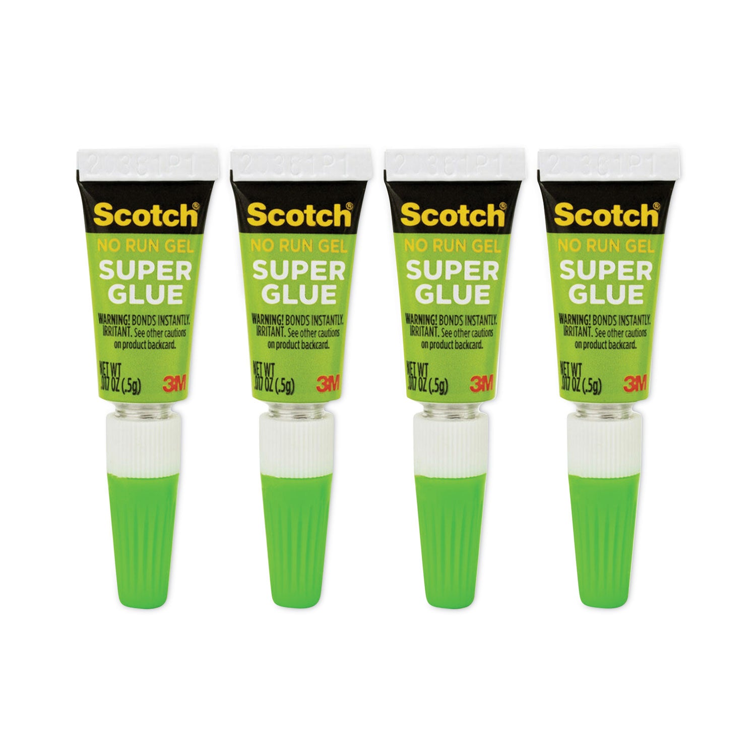 Scotch® Single Use Super Glue No-Run Gel, 0.02 Oz, Dries Clear, 4/pack