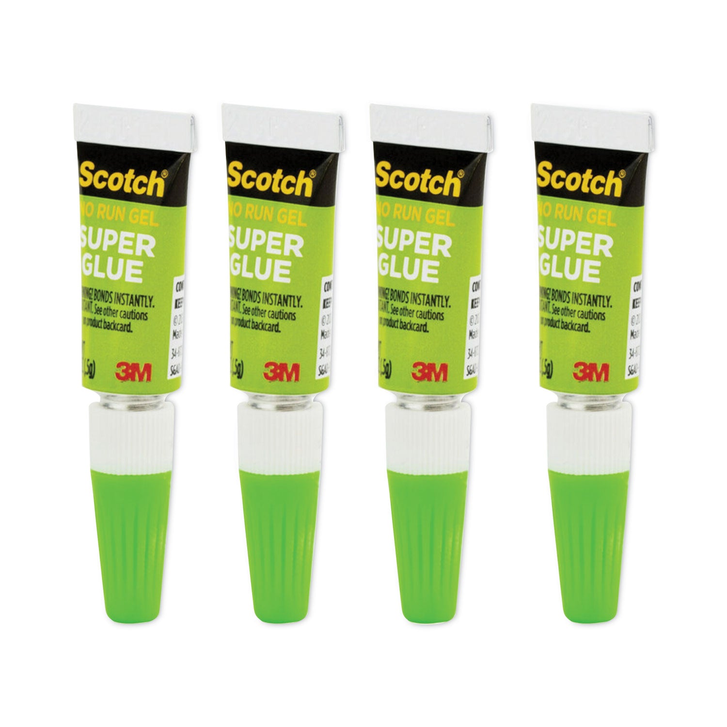 Scotch® Single Use Super Glue No-Run Gel, 0.02 Oz, Dries Clear, 4/pack