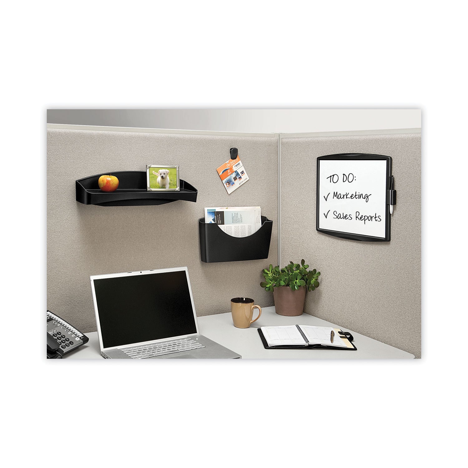 Fellowes® Plastic Partition Additions File Pocket, Letter Size, 14" x 2.5" x 7.75", Dark Graphite