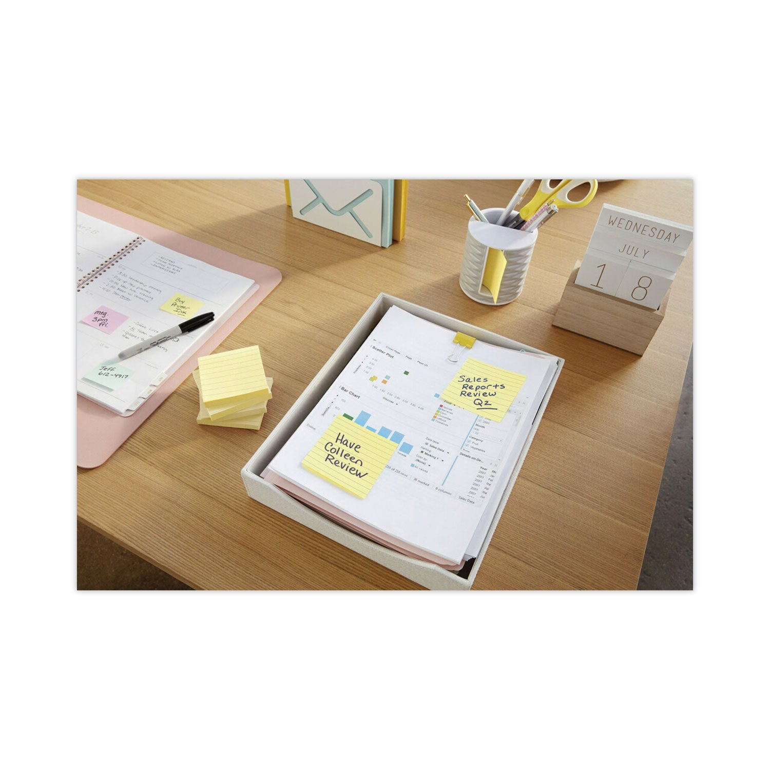 Post-it® Notes Original Pads in Canary Yellow, Note Ruled, 3" x 5", 100 Sheets/Pad, 12 Pads/Pack