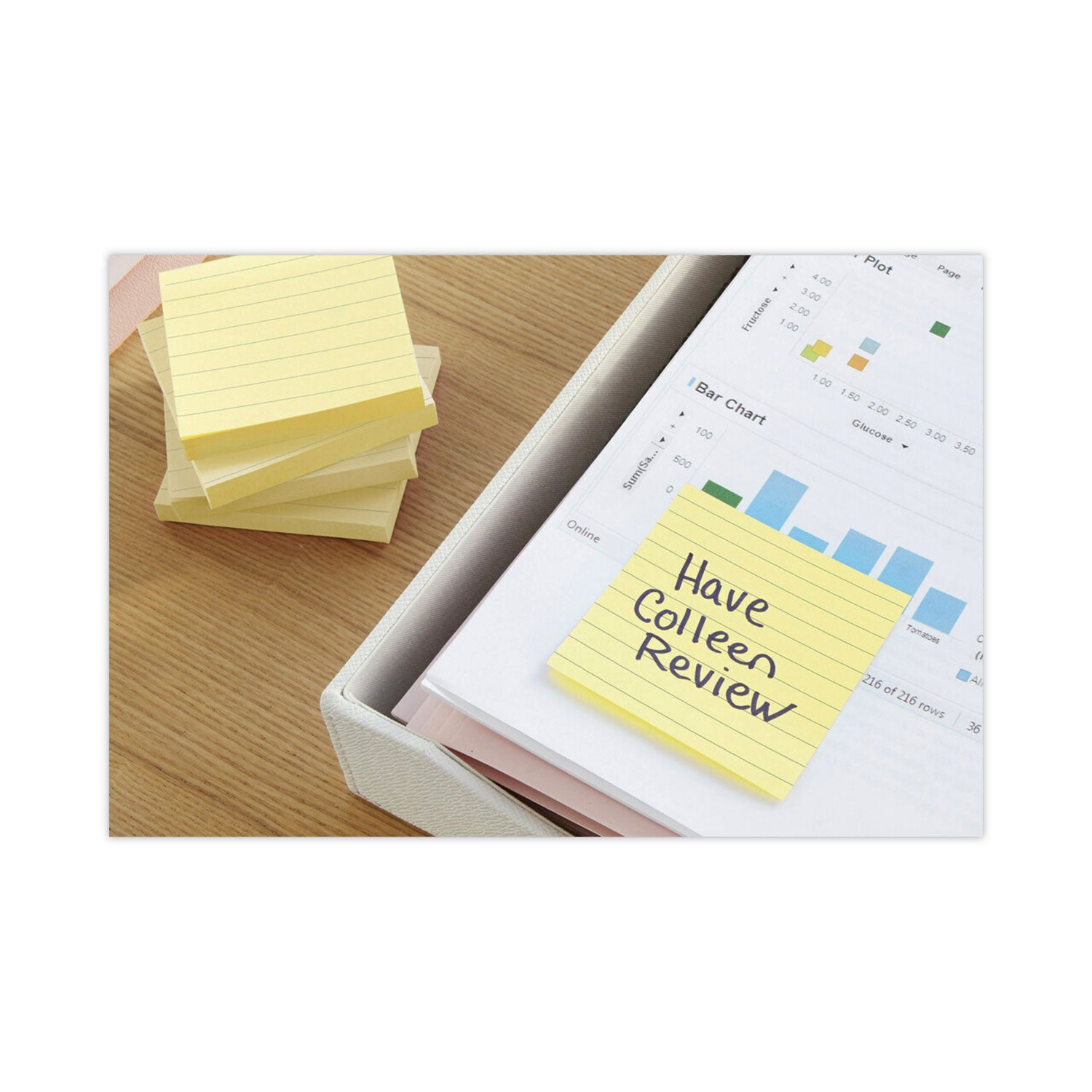 Post-it® Notes Original Pads in Canary Yellow, Note Ruled, 3" x 5", 100 Sheets/Pad, 12 Pads/Pack