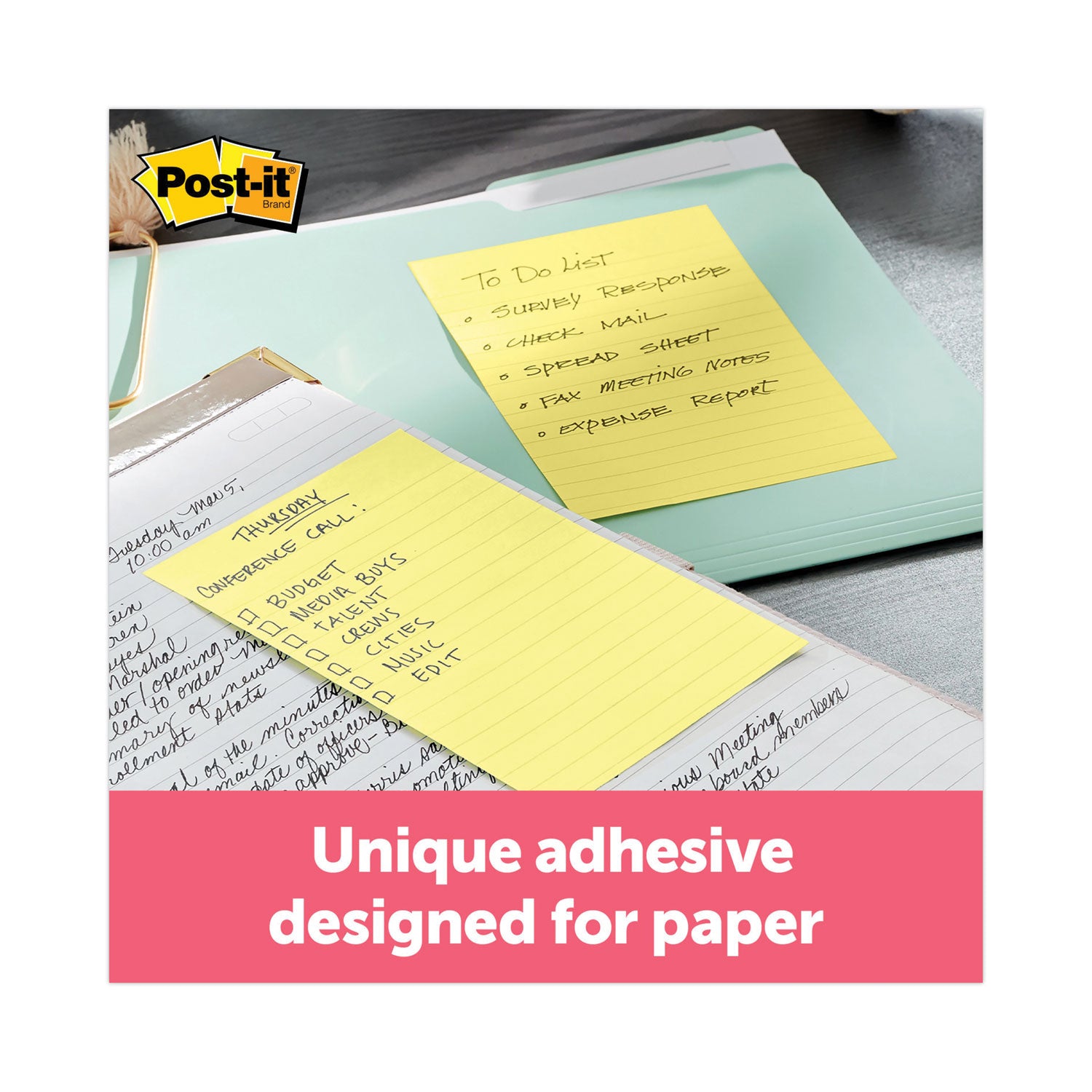 Post-it® Notes Original Pads in Canary Yellow, Note Ruled, 4" x 6", 100 Sheets/Pad, 12 Pads/Pack