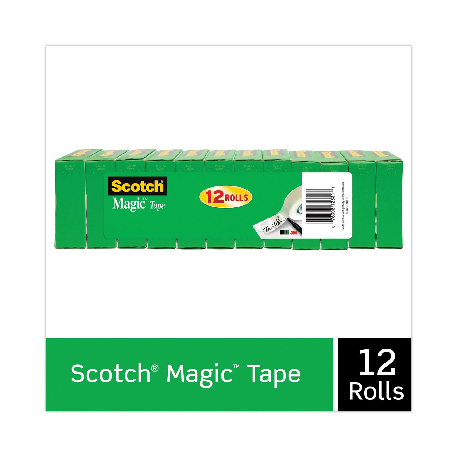 Scotch® Clip Dispenser Value Pack with 12 Rolls of Tape, 1" Core, Plastic, Charcoal