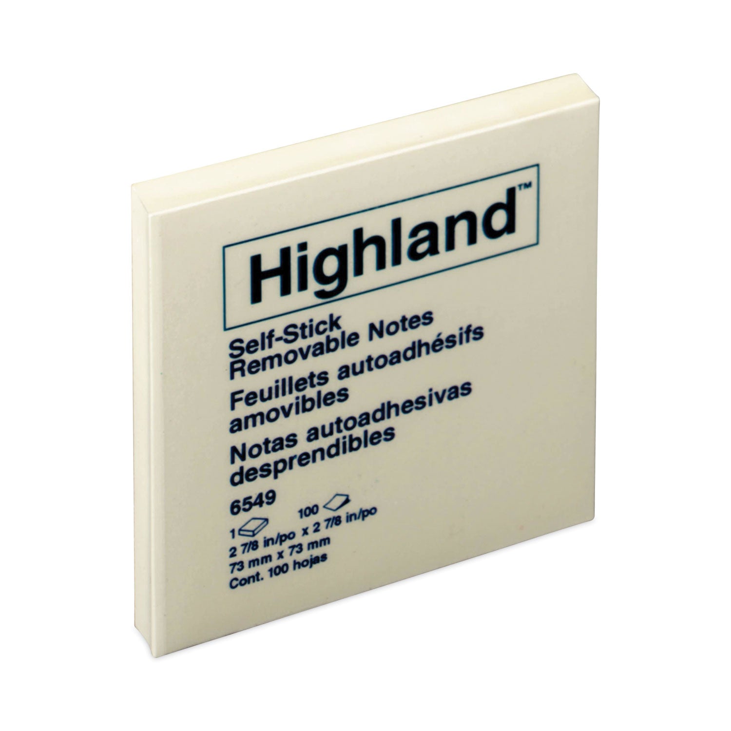 Highland™ Self-Stick Notes, 3" x 3", Yellow, 100 Sheets/Pad, 12 Pads/Pack