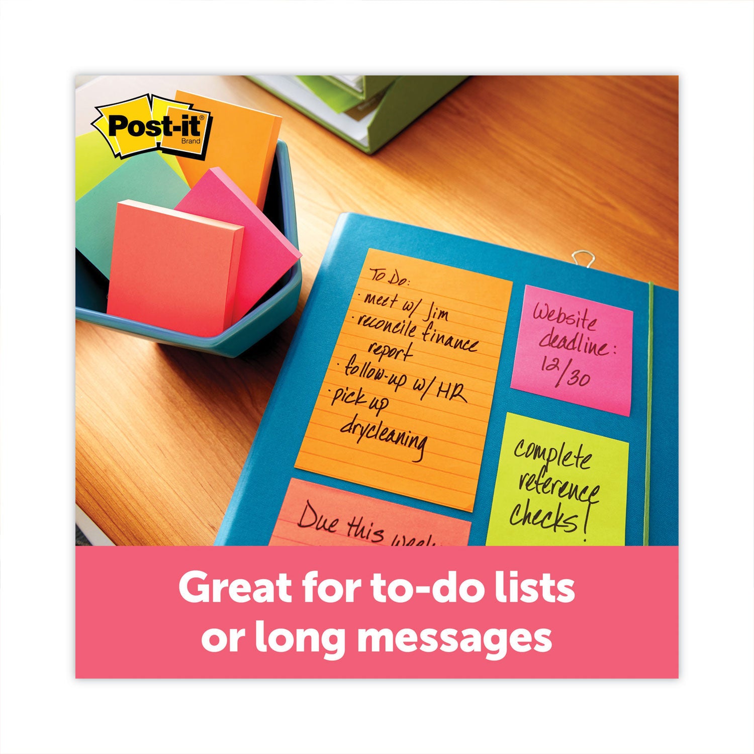 Post-it® Notes Original Pads in Poptimistic Collection Colors, Note Ruled, 4" x 6", 100 Sheets/Pad, 3 Pads/Pack