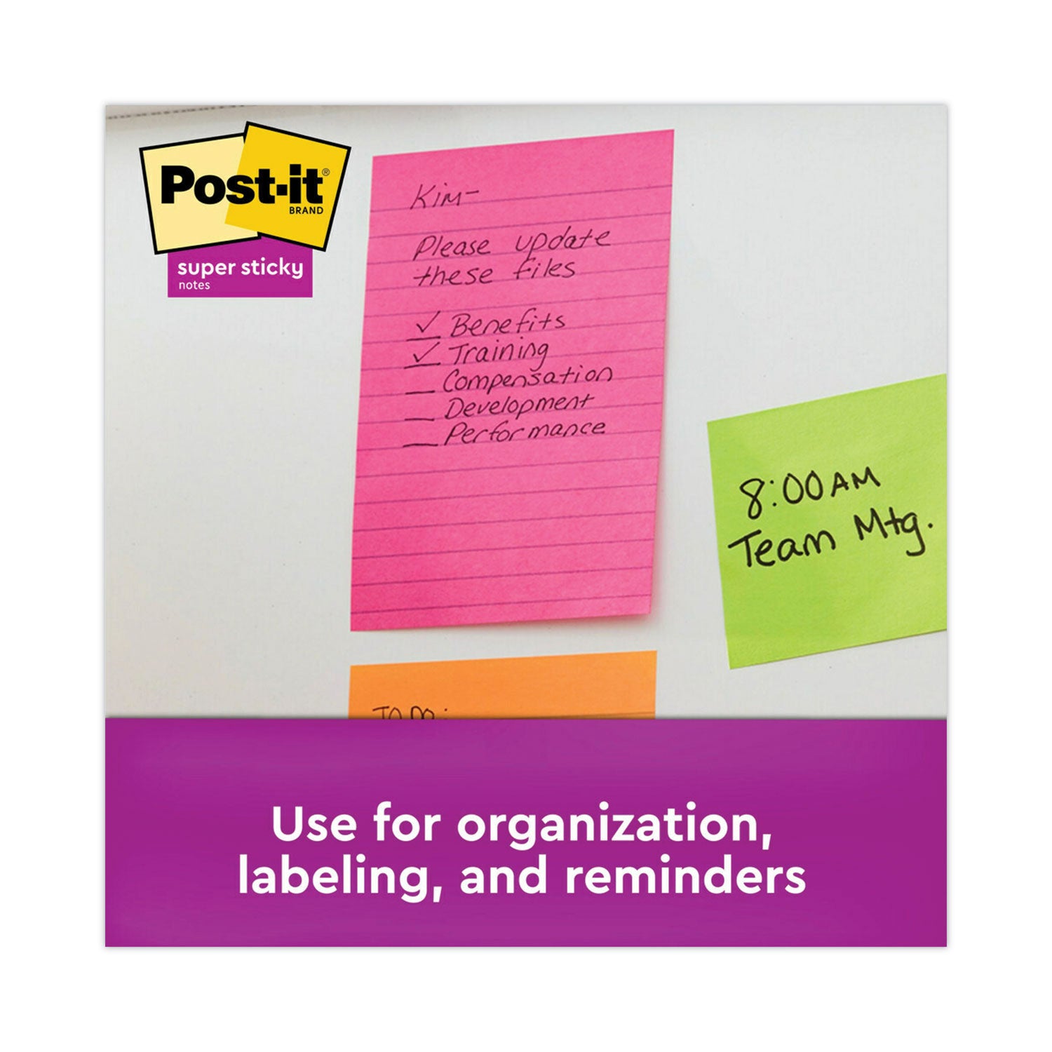 Post-it® Notes Super Sticky Pads in Energy Boost Collection Colors, Note Ruled, 4" x 6", 90 Sheets/Pad, 3 Pads/Pack