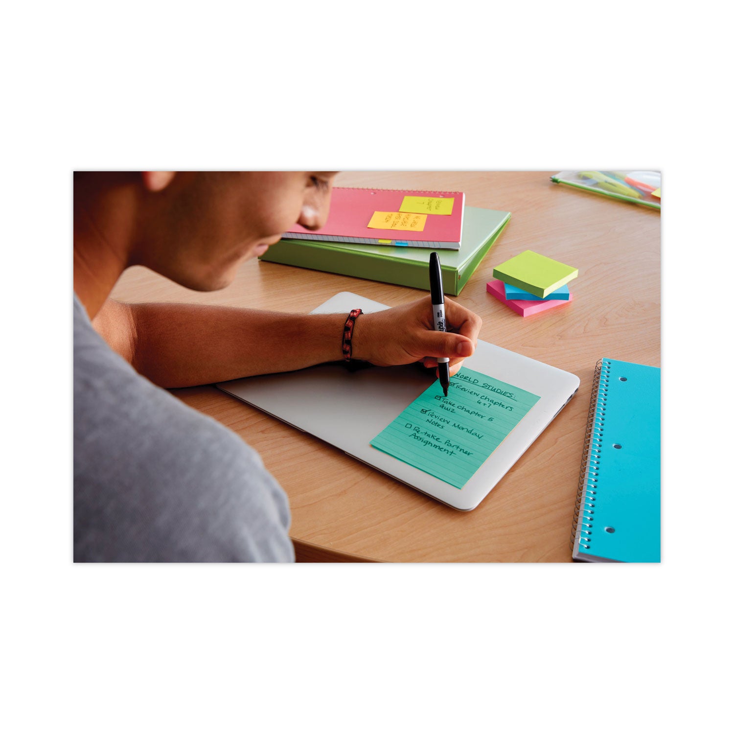 Post-it® Notes Super Sticky Pads in Energy Boost Collection Colors, Note Ruled, 4" x 6", 90 Sheets/Pad, 3 Pads/Pack