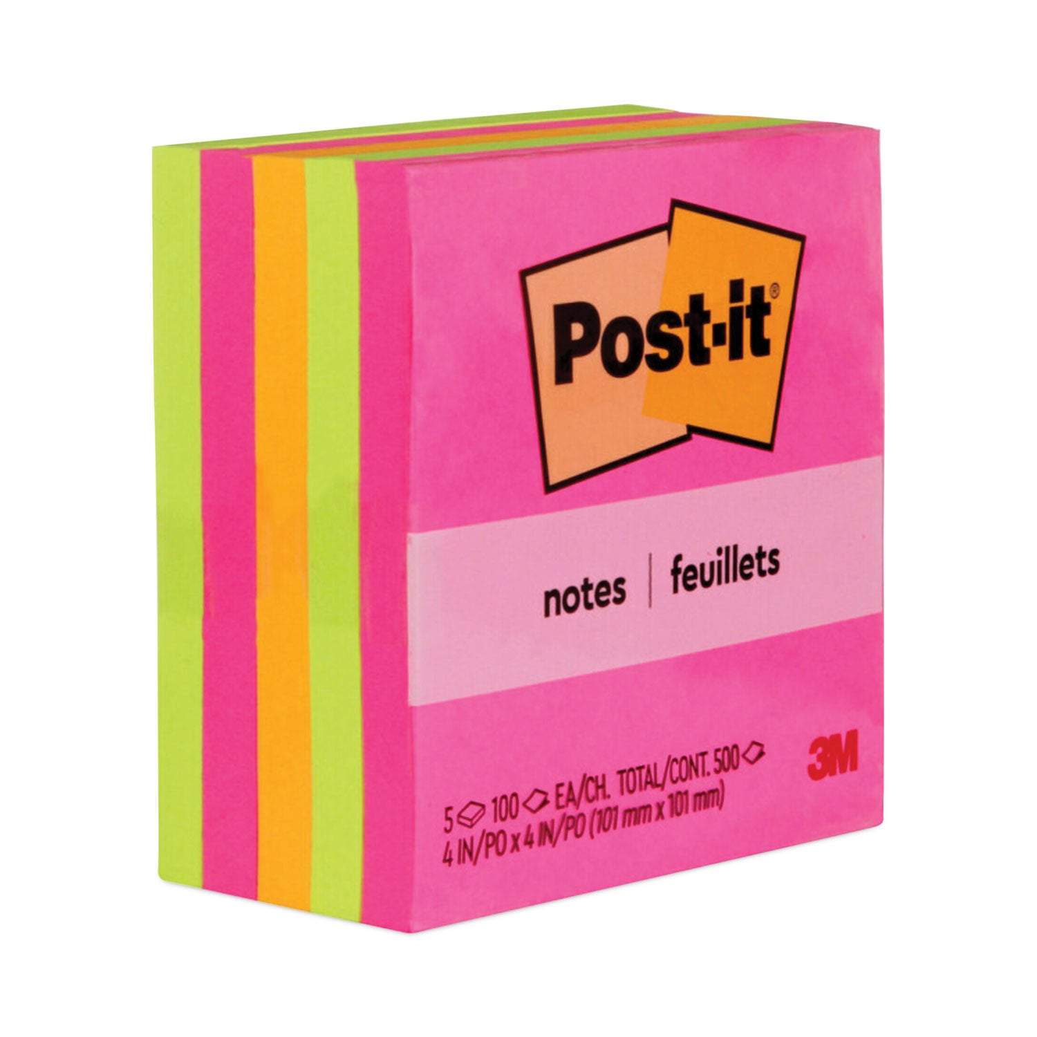 Post-it® Notes Original Pads in Poptimistic Collection Colors, 4" x 4", 100 Sheets/Pad, 5 Pads/Pack