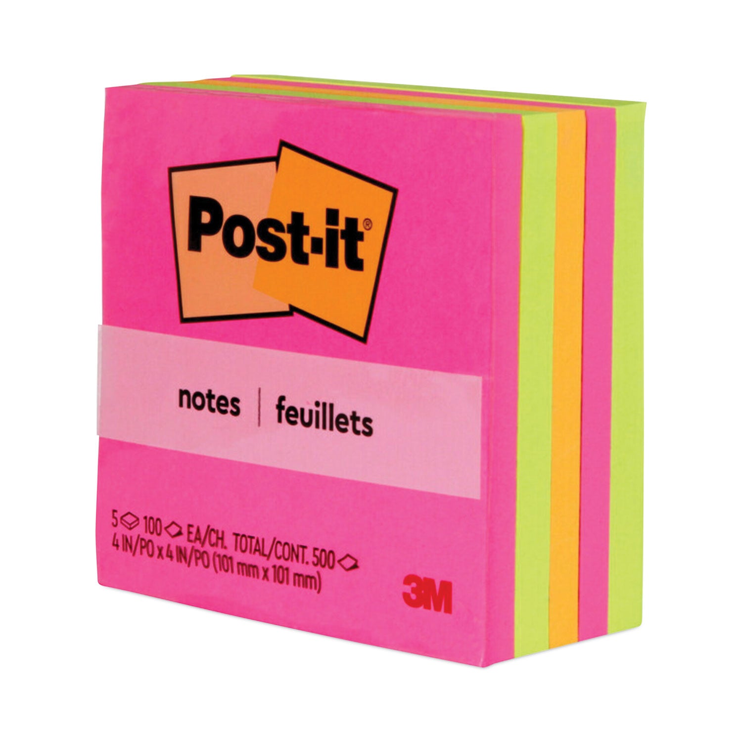 Post-it® Notes Original Pads in Poptimistic Collection Colors, 4" x 4", 100 Sheets/Pad, 5 Pads/Pack