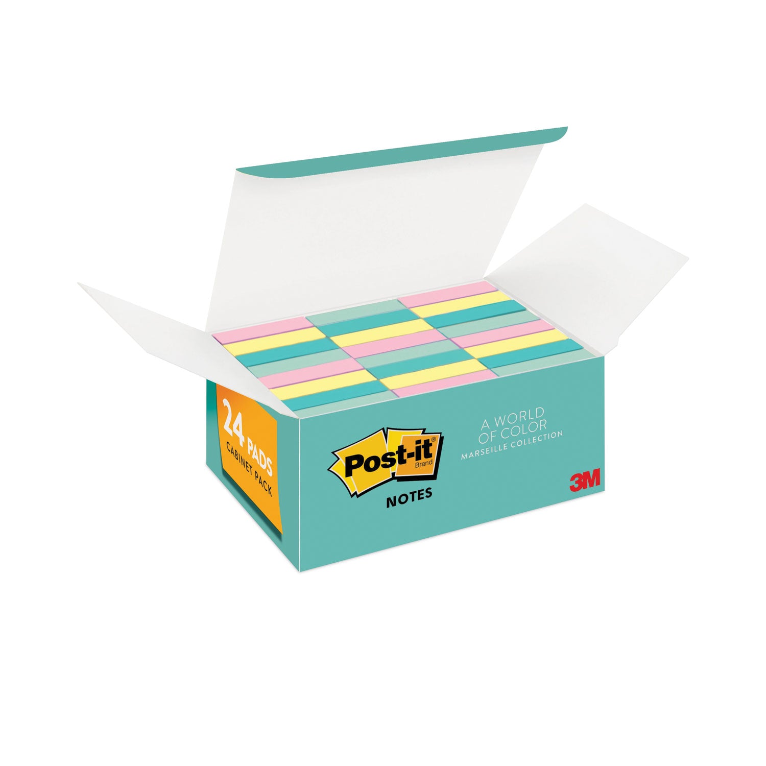 Post-it® Notes Original Pads in Beachside Cafe Collection Colors, Value Pack, 1.38" x 1.88", 100 Sheets/Pad, 24 Pads/Pack