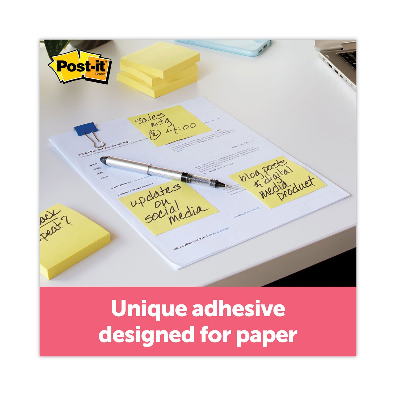 Post-it® Notes Original Pads in Canary Yellow, Cabinet Pack, 3" x 3", 90 Sheets/Pad, 18 Pads/Pack