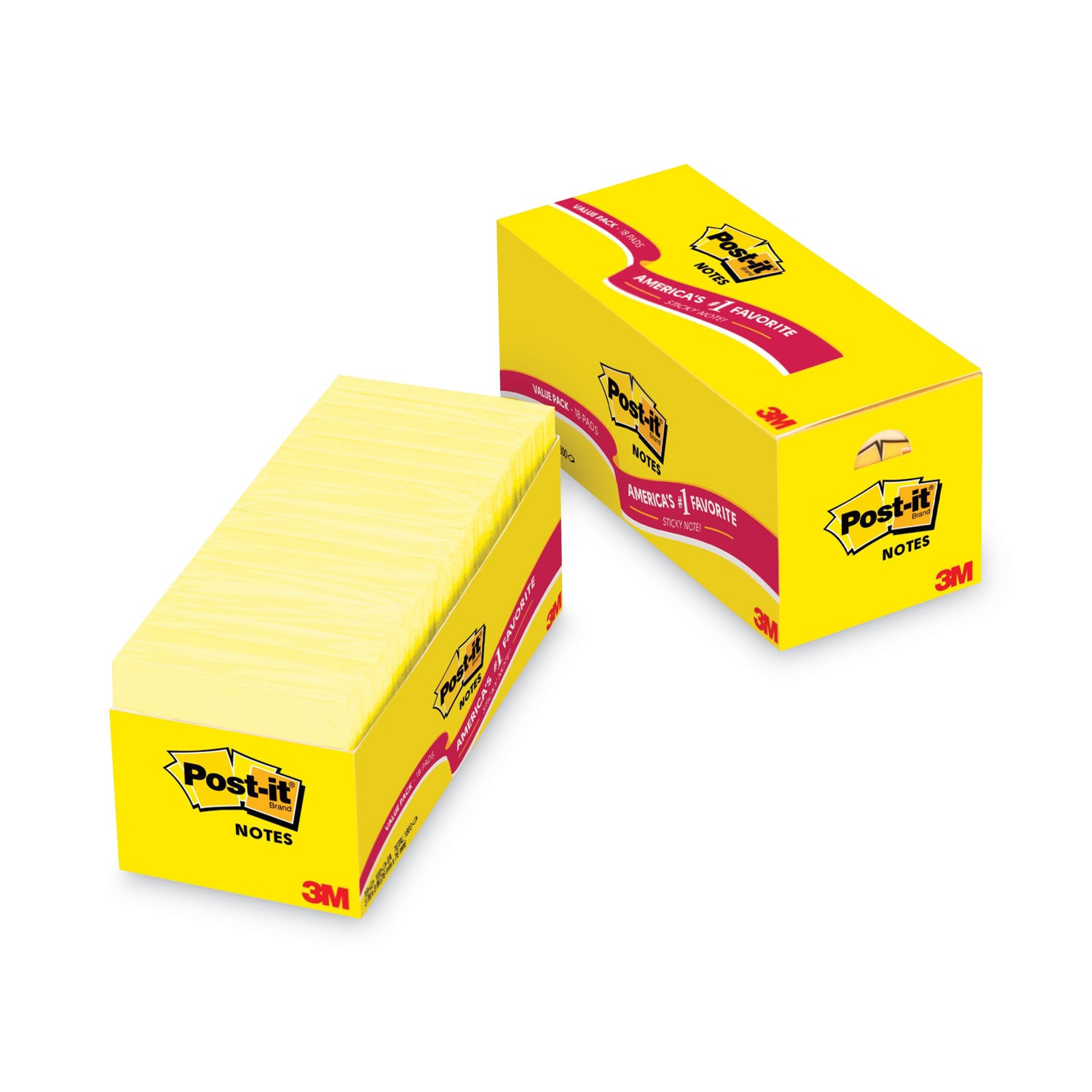 Original Pads in Canary Yellow, Cabinet Pack, 3" x 3", 90 Sheets/Pad, 18 Pads/Pack