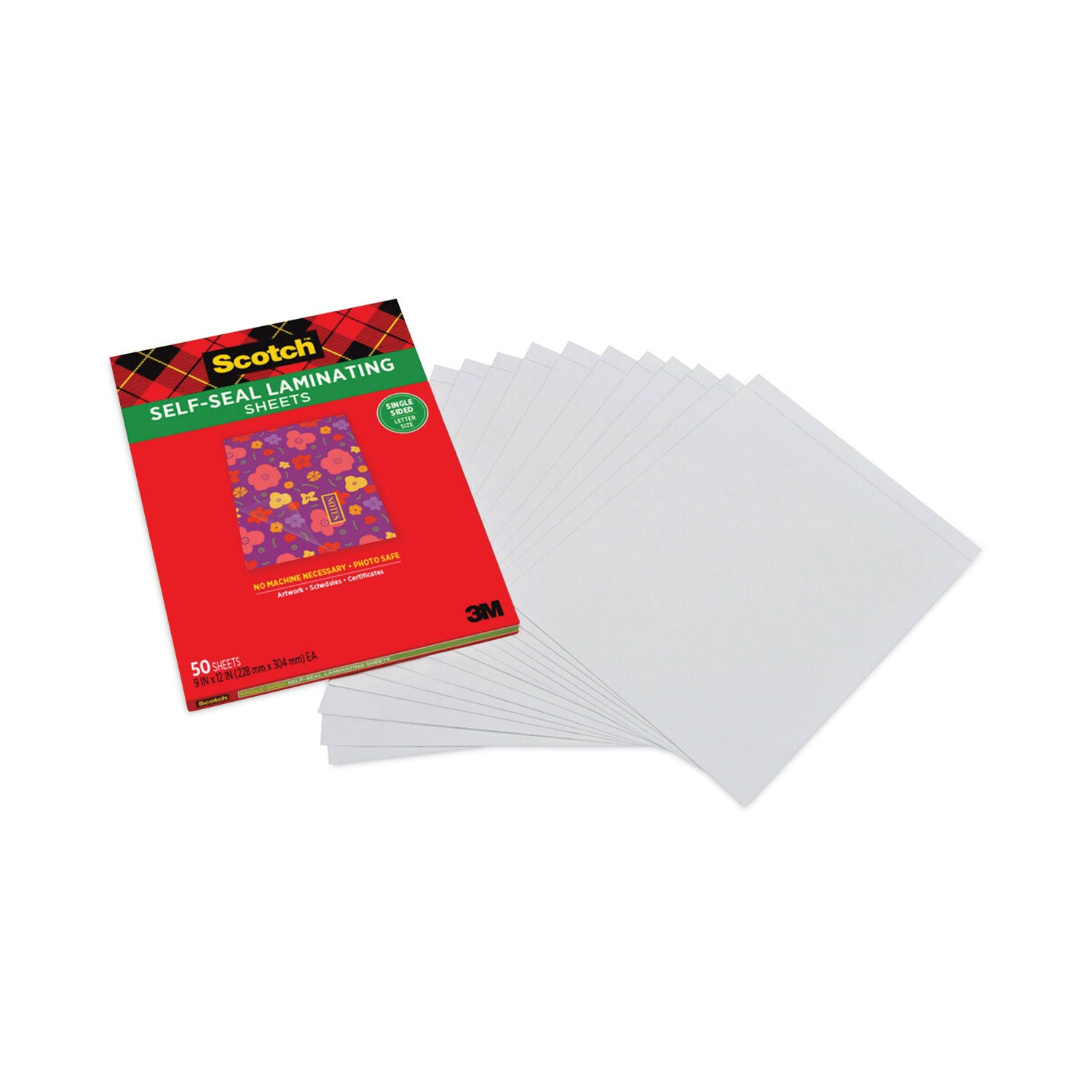 Scotch™ Self-Sealing Laminating Sheets, 6 mil, 9.06 x 11.63, Gloss Clear, 50/Pack