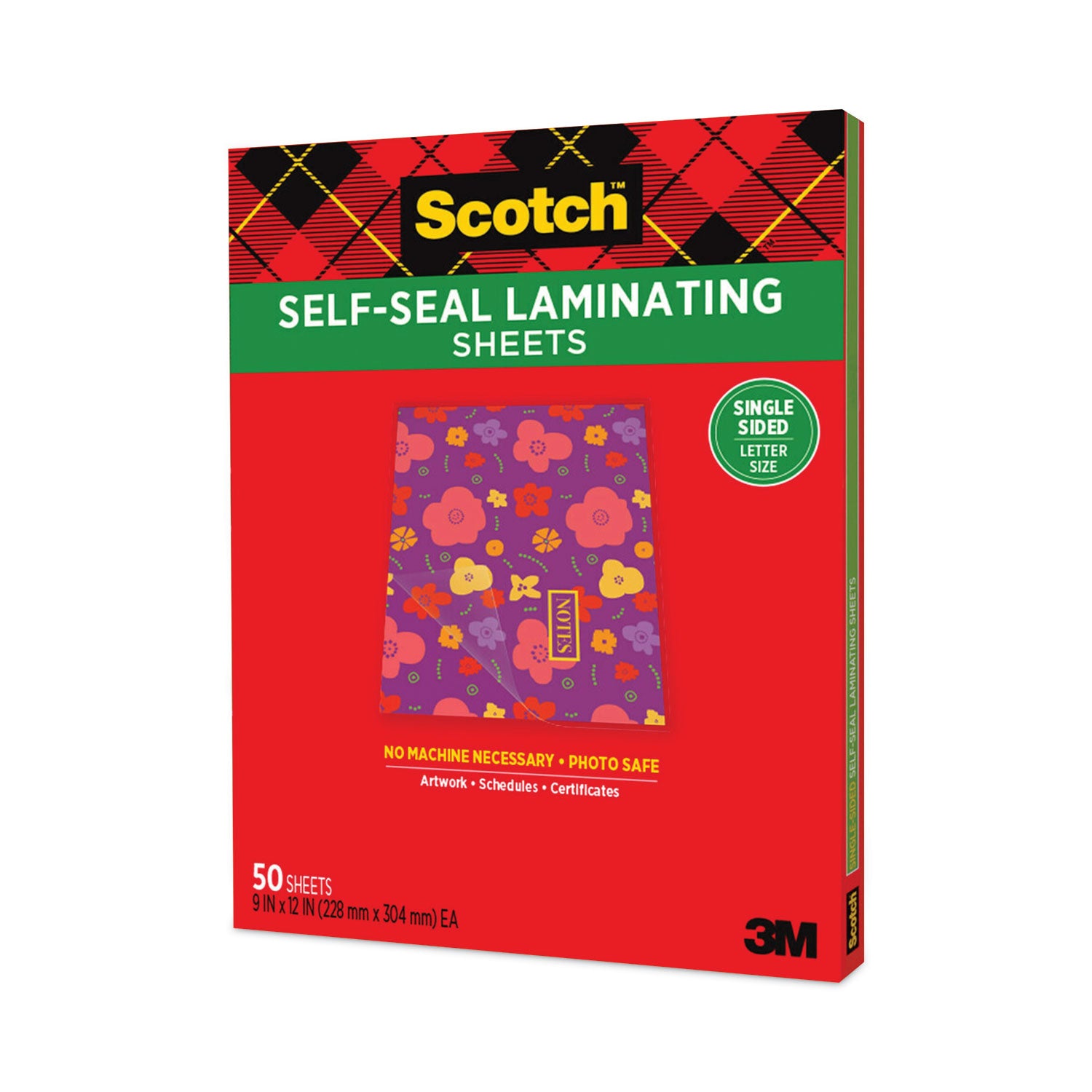 Scotch™ Self-Sealing Laminating Sheets, 6 mil, 9.06 x 11.63, Gloss Clear, 50/Pack