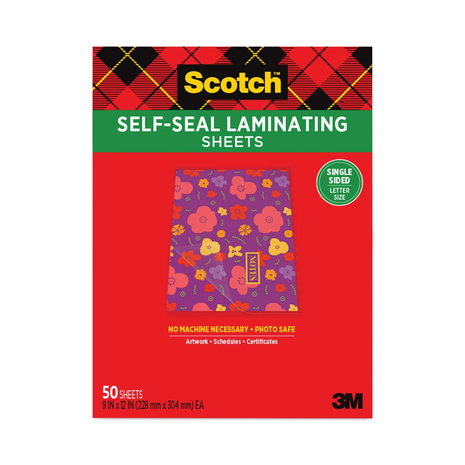 Self-Sealing Laminating Sheets, 6 mil, 9.06 x 11.63, Gloss Clear, 50/Pack