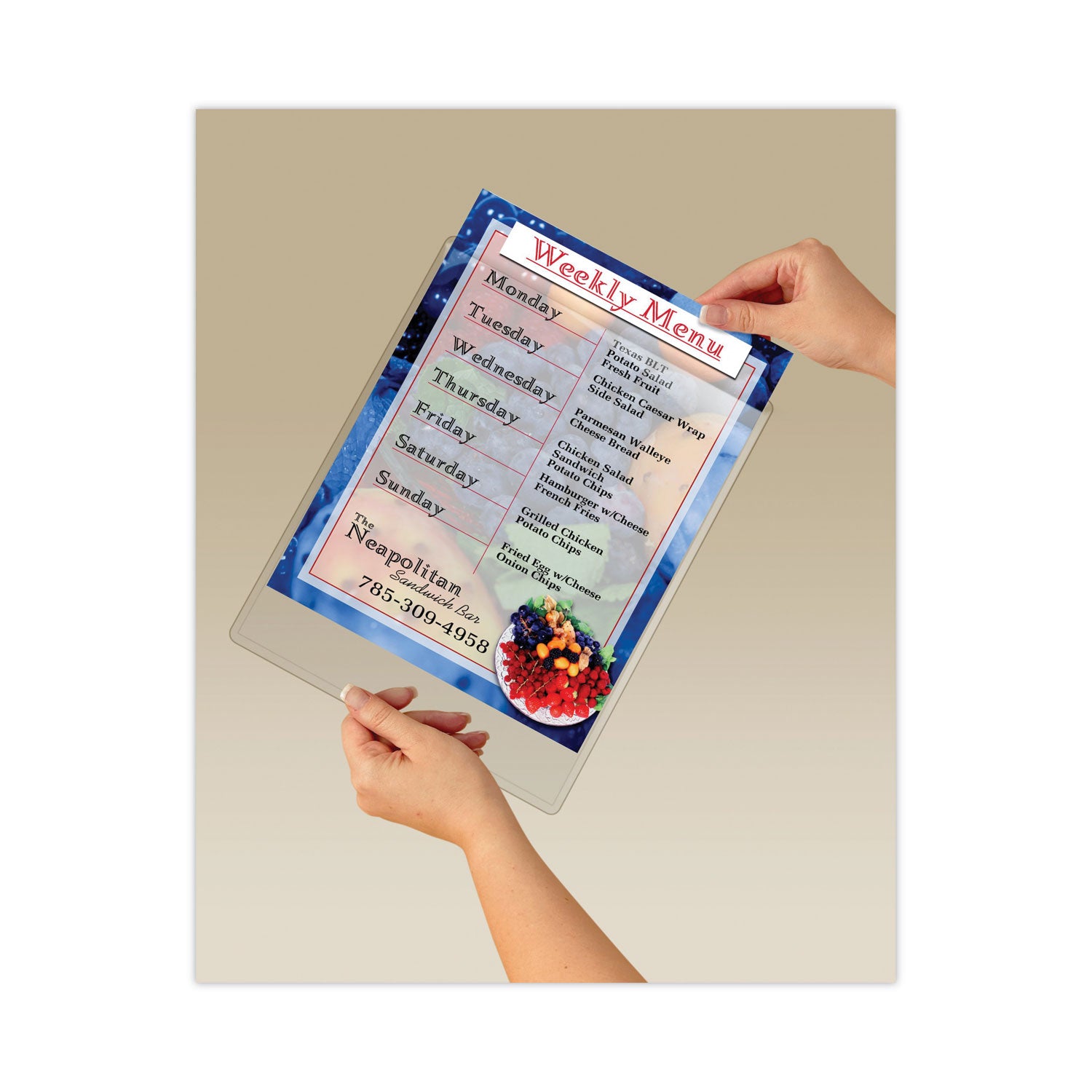 Scotch™ Display Pocket, Removable Interlocking Fasteners, Plastic, 8.5 x 11, Clear