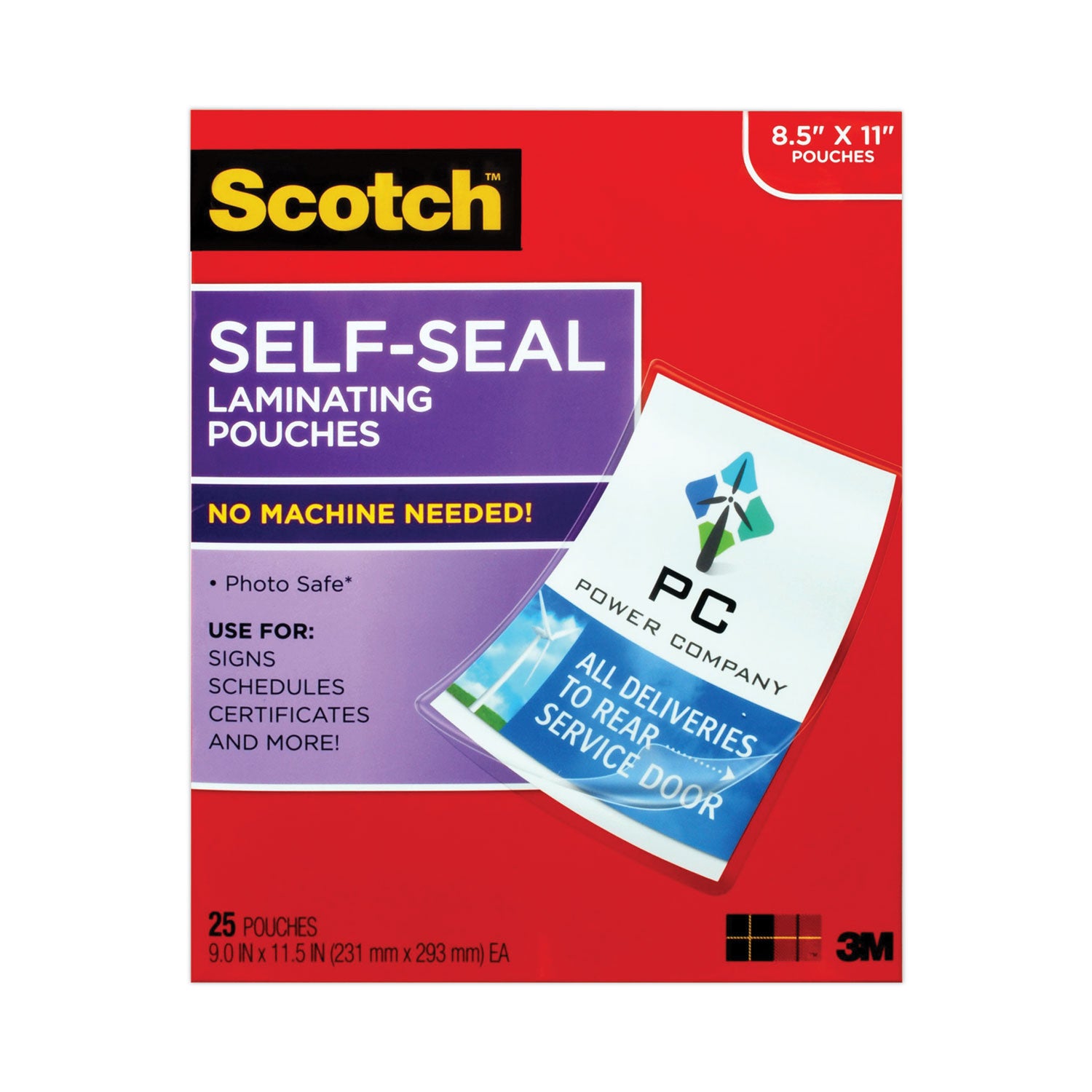 Self-Sealing Laminating Pouches, 9.5 mil, 9" x 11.5", Gloss Clear, 25/Pack