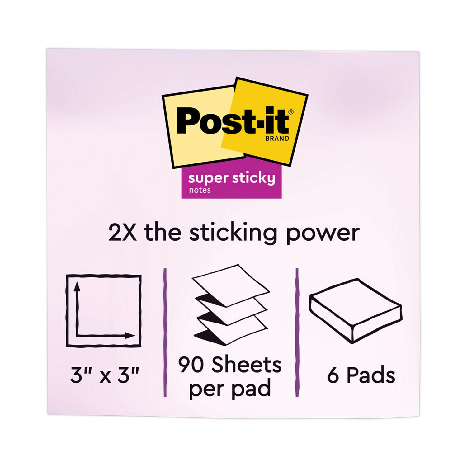 Post-it® Dispenser Notes Super Sticky Pop-up 3 x 3 Note Refill, 3" x 3", Playful Primaries Collection Colors, 90 Sheets/Pad, 6 Pads/Pack