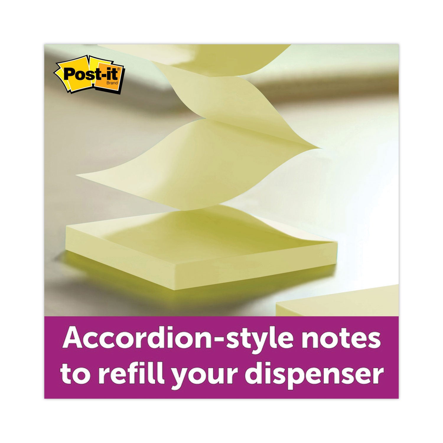 Post-it® Dispenser Notes Super Sticky Pop-up 3 x 3 Note Refill, 3" x 3", Canary Yellow, 90 Sheets/Pad, 12 Pads/Pack