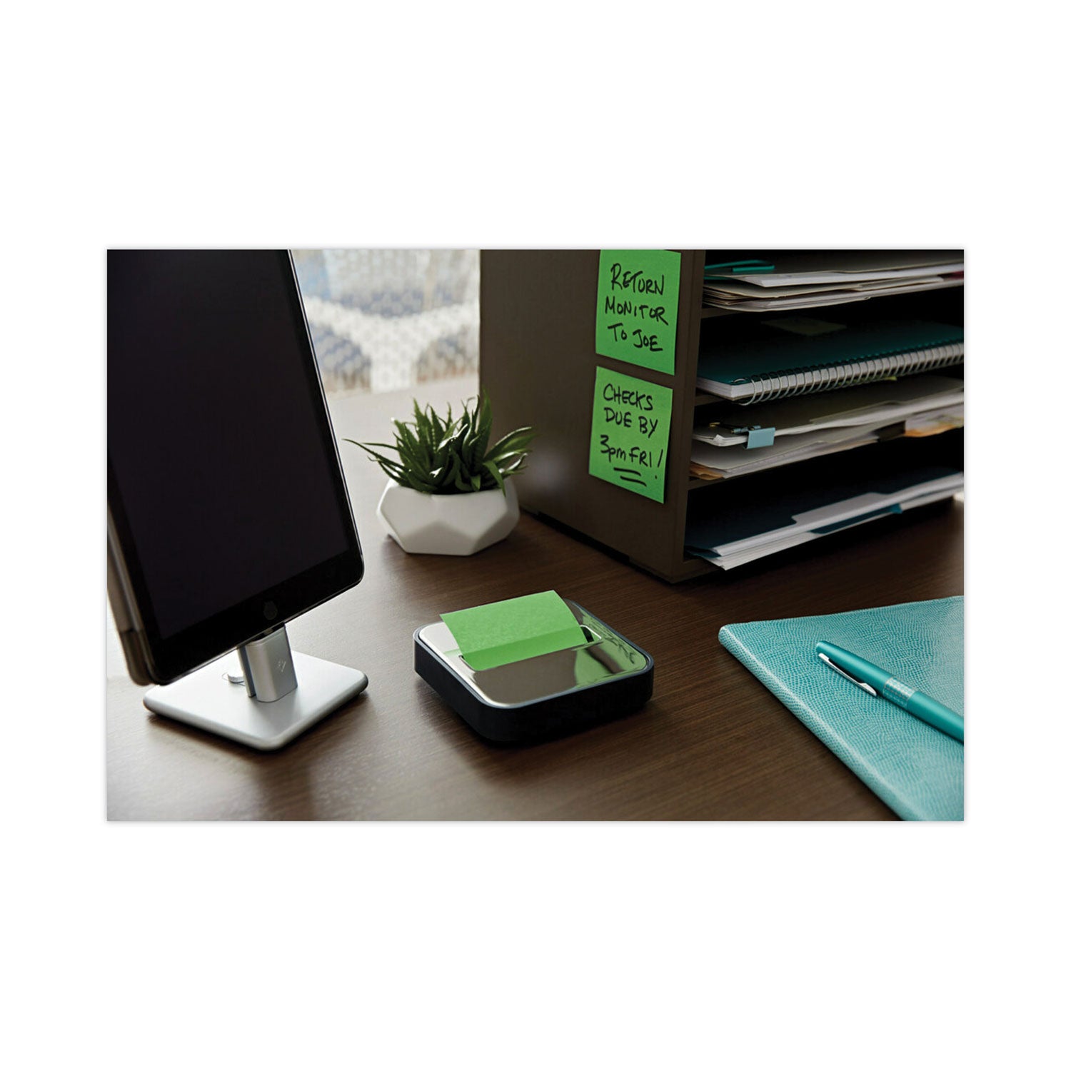 Post-it® Pop-up Notes Super Sticky Steel Top Dispenser, For 3 x 3 Pads, Black/Steel