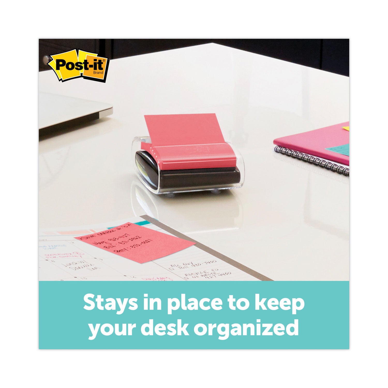 Post-it® Pop-up Notes Super Sticky Wrap Dispenser, For 3 x 3 Pads, Black/Clear, Includes 45-Sheet Color Varies Pop-up Super Sticky Pad