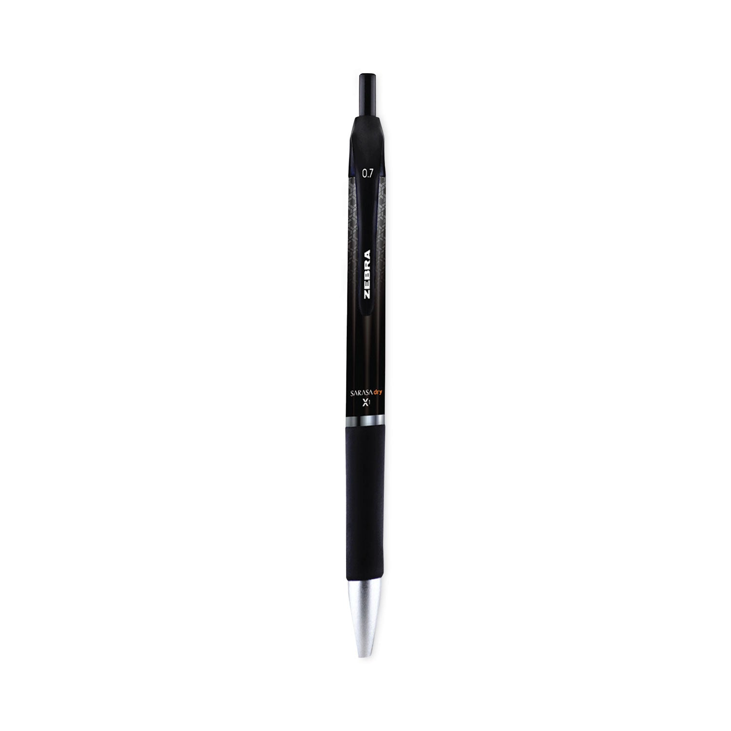 Sarasa Dry Gel X1 Gel Pen, Retractable, Medium 0.7 mm, Black Ink, Black Barrel, 12/Pack