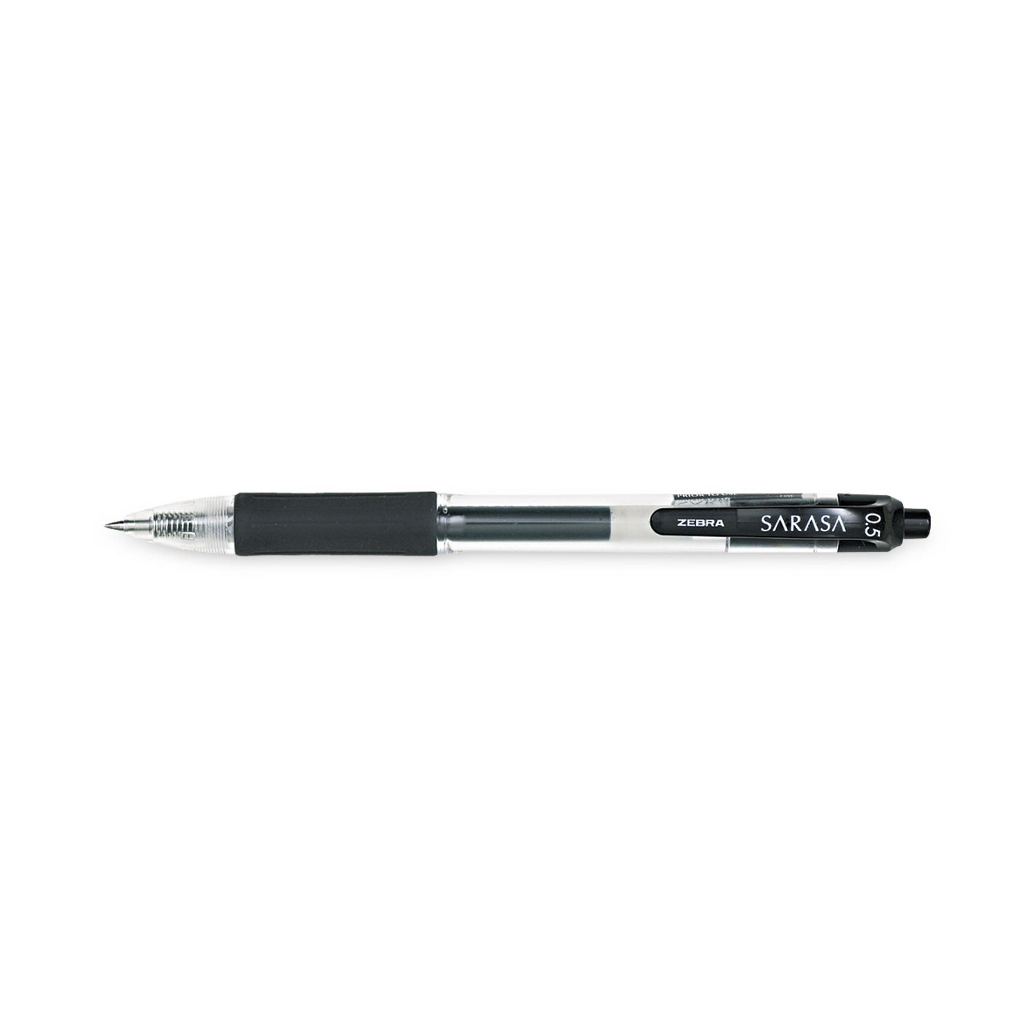 Zebra® Sarasa Dry Gel X20 Gel Pen, Retractable, Fine 0.5 mm, Black Ink, Clear/Black Barrel, 12/Pack