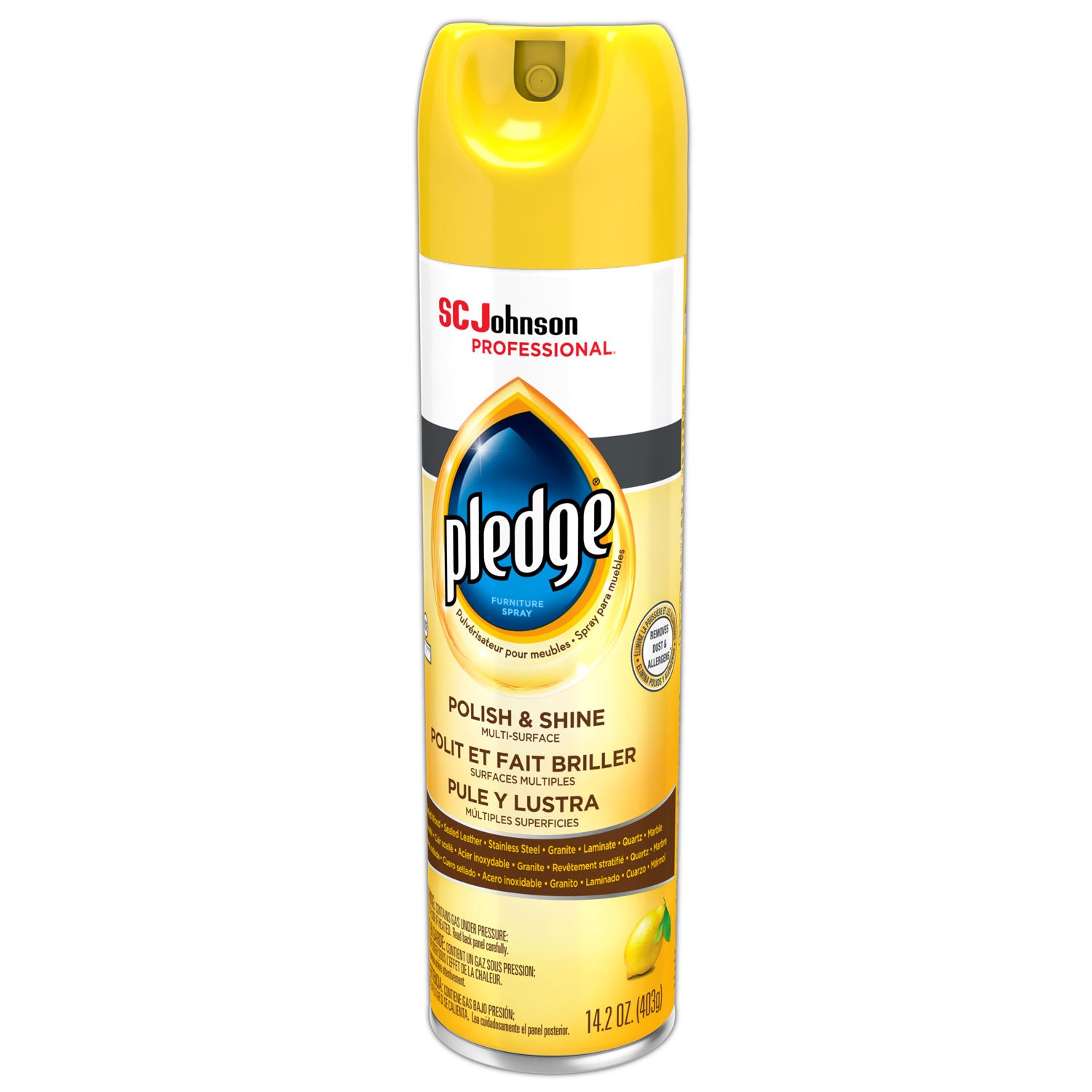 Pledge® Furniture Polish, Lemon, 14.2 oz Aerosol Spray, 6/Carton