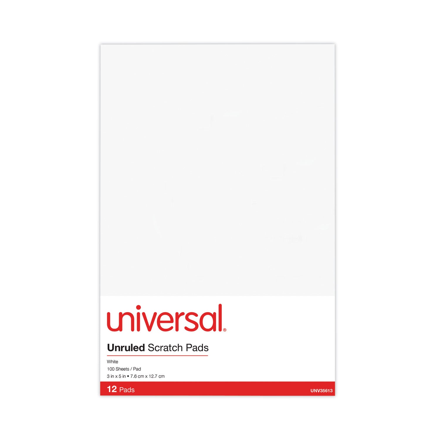 Universal® Scratch Pads, Unruled, 3 x 5, White, 100 Sheets, 12/Pack