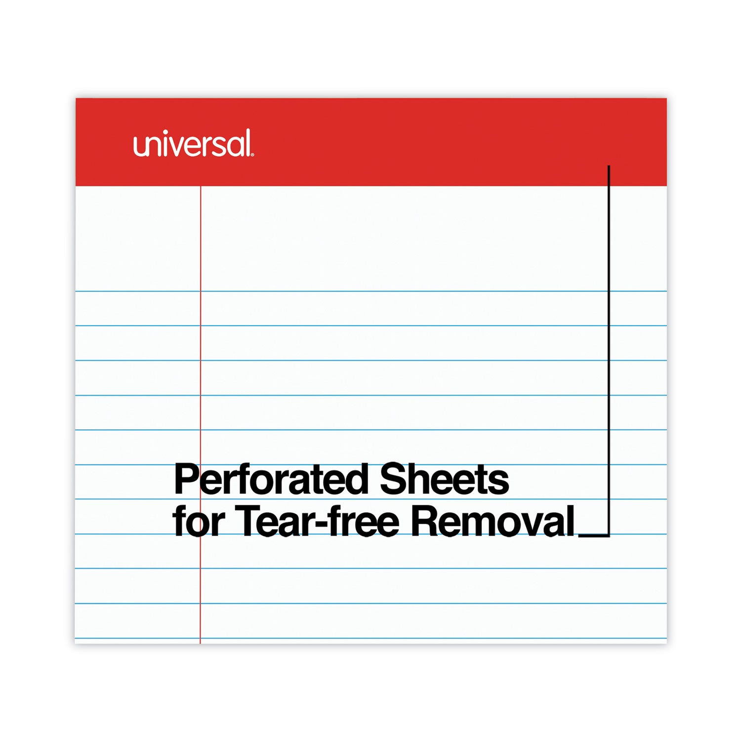 Universal® Perforated Ruled Writing Pads, Wide/Legal Rule, Red Headband, 50 White 8.5 x 14 Sheets, Dozen