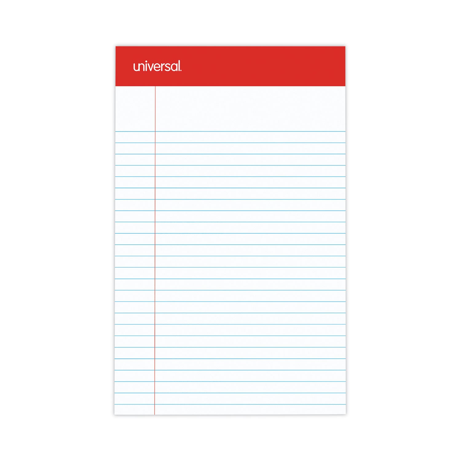 Perforated Ruled Writing Pads, Narrow Rule, Red Headband, 50 White 5 x 8 Sheets, Dozen