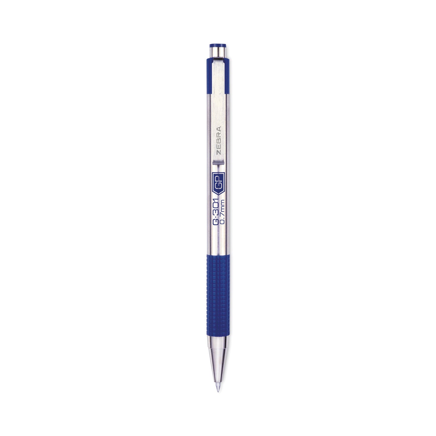 G-301 Gel Pen, Retractable, Medium 0.7 mm, Blue Ink, Stainless Steel/Blue Barrel, 2/Pack