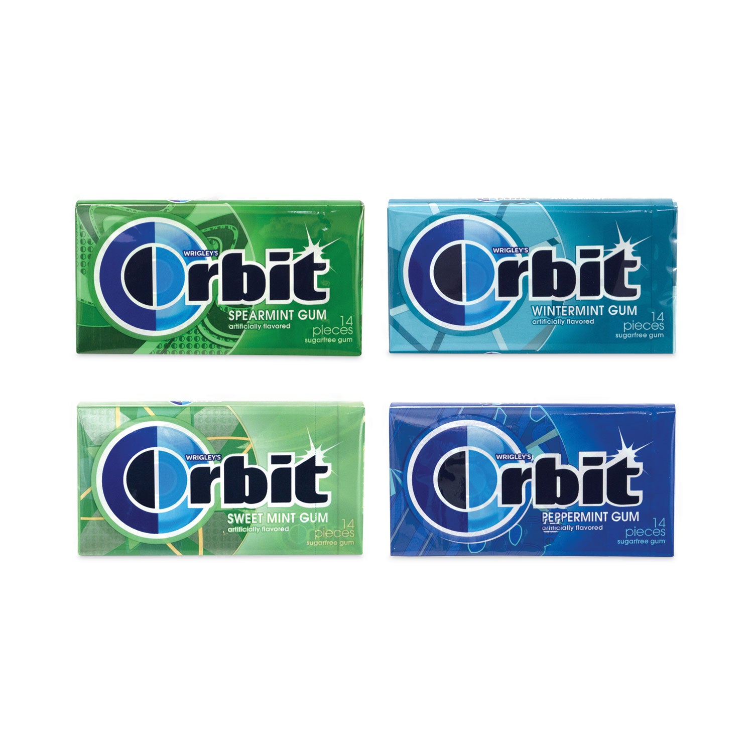 Orbit® Sugar-Free Chewing Gum Variety Box, Four Mint Flavors, 14 Pieces/Pack, 18 Packs/Carton