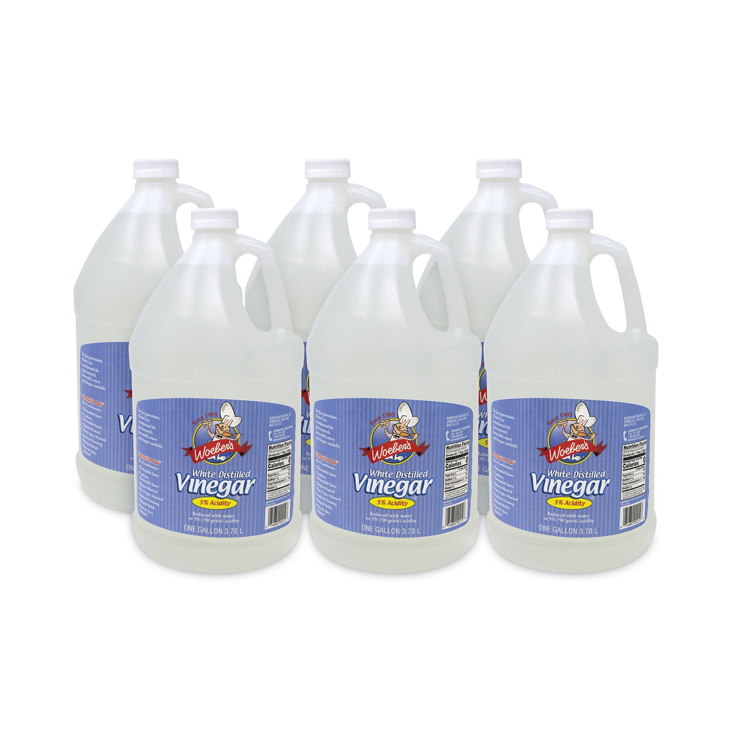 Woeber's® White Distilled Vinegar, 1 gal Bottle, 6/Carton