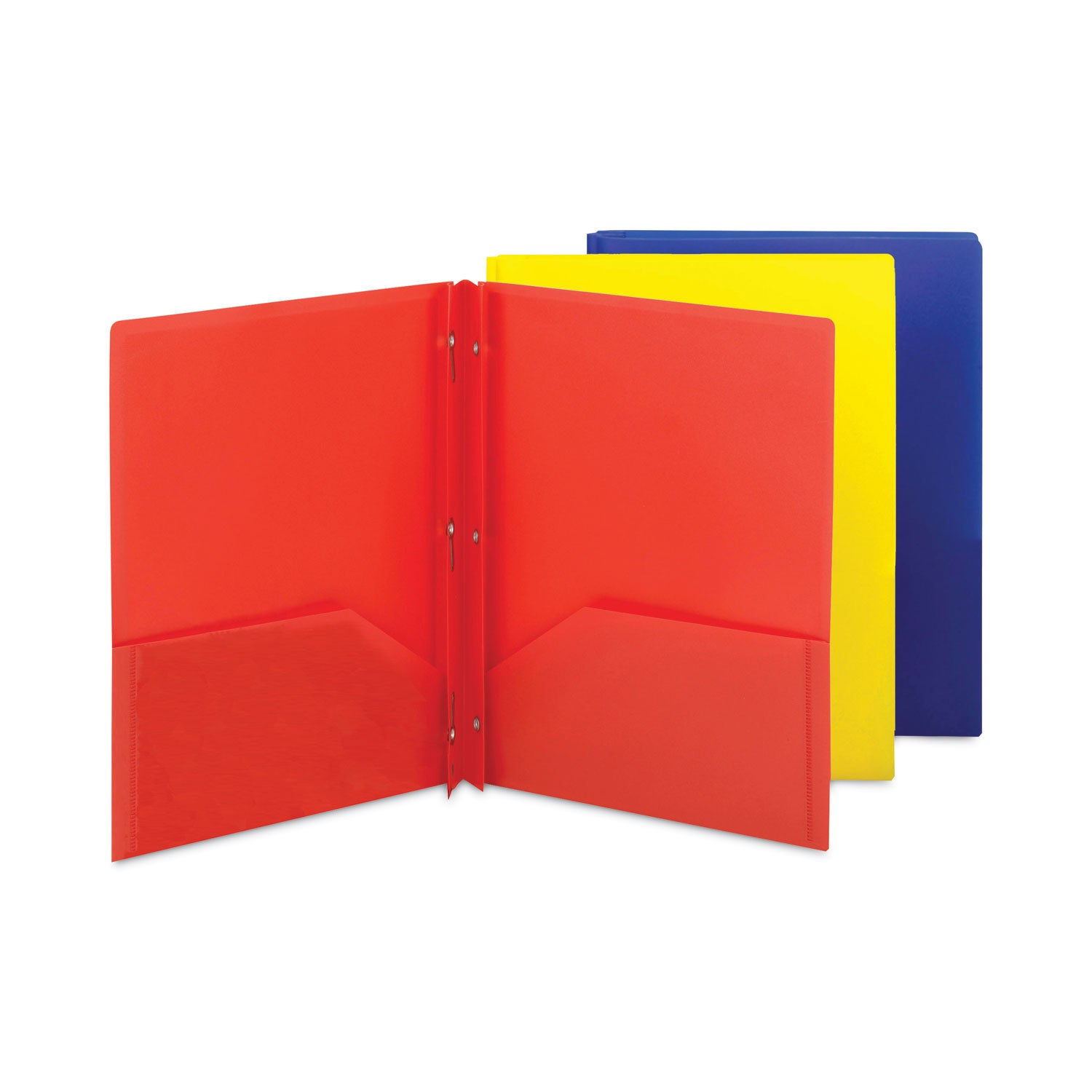 Smead™ Poly Two-Pocket Folder with Fasteners, 130-Sheet Capacity, 11 x 8.5, Assorted, 6/Pack