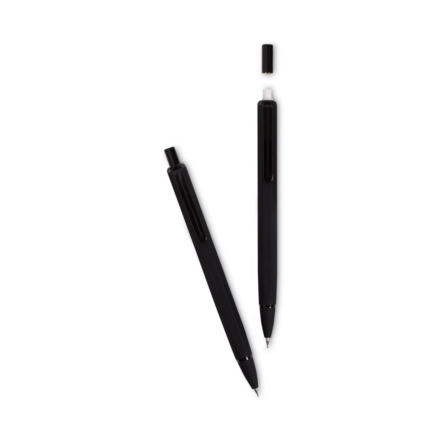 U Brands Cambria Soft Touch Mechanical Pencil, 0.7 mm, HB (#2), Black Lead, Black Barrel, 12/Pack