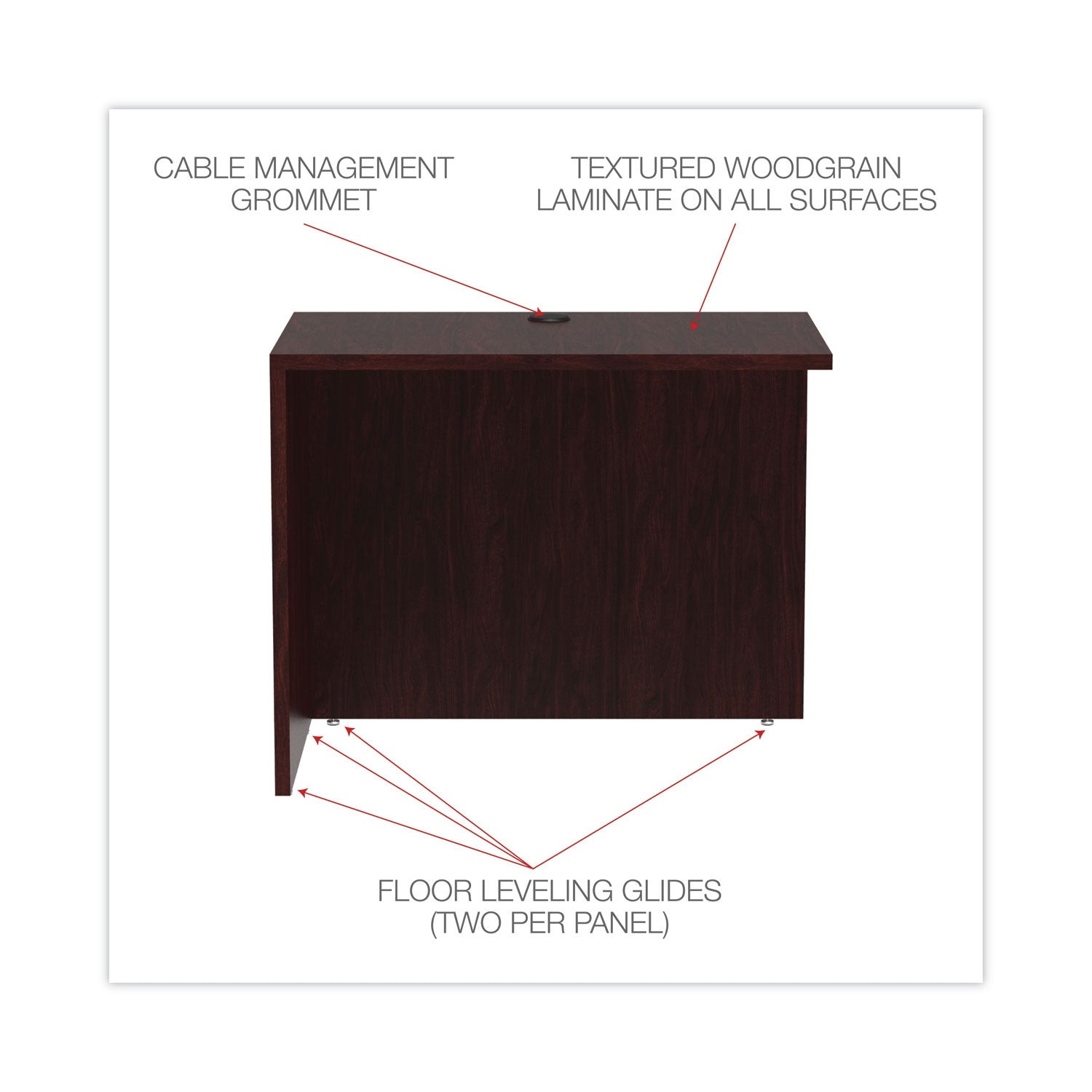 Alera® Alera Valencia Series Reversible Return/Bridge Shell, 35w x 23.63d x 29.5h, Mahogany