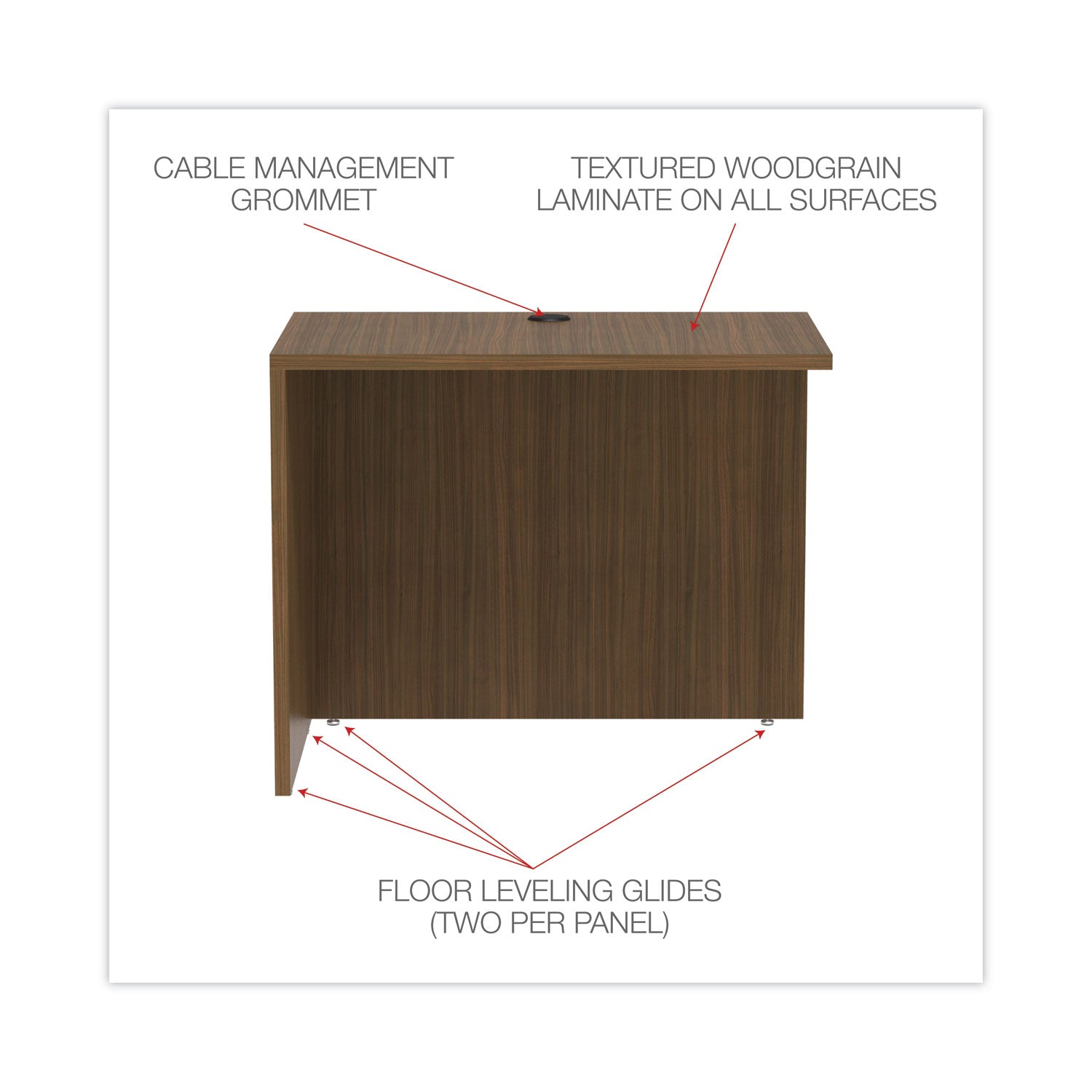 Alera® Alera Valencia Series Reversible Return/Bridge Shell, 35w x 23.63d x 29.5h, Modern Walnut