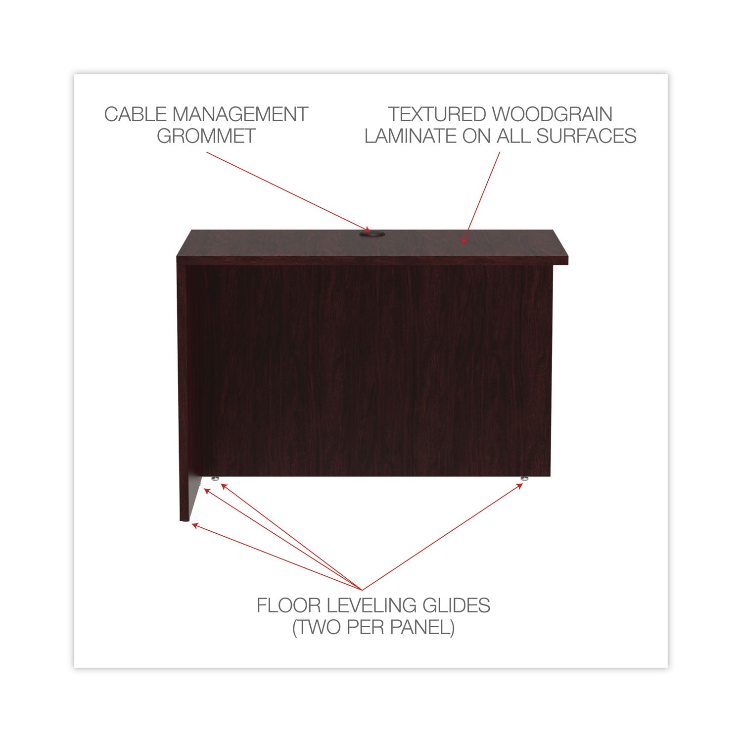 Alera® Alera Valencia Series Reversible Return/Bridge Shell, 42w x 23.63d x 29.5h. Mahogany