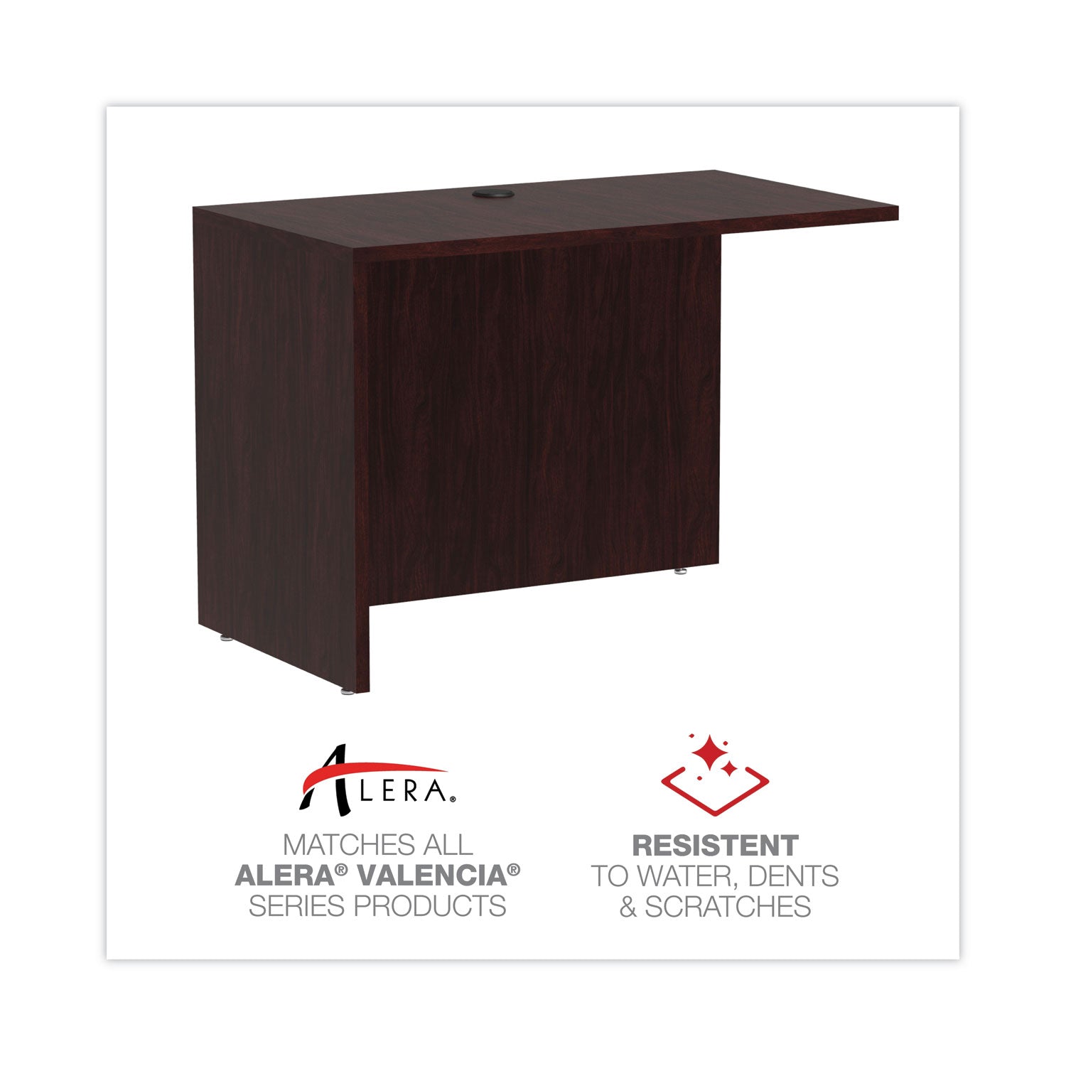 Alera® Alera Valencia Series Reversible Return/Bridge Shell, 42w x 23.63d x 29.5h. Mahogany