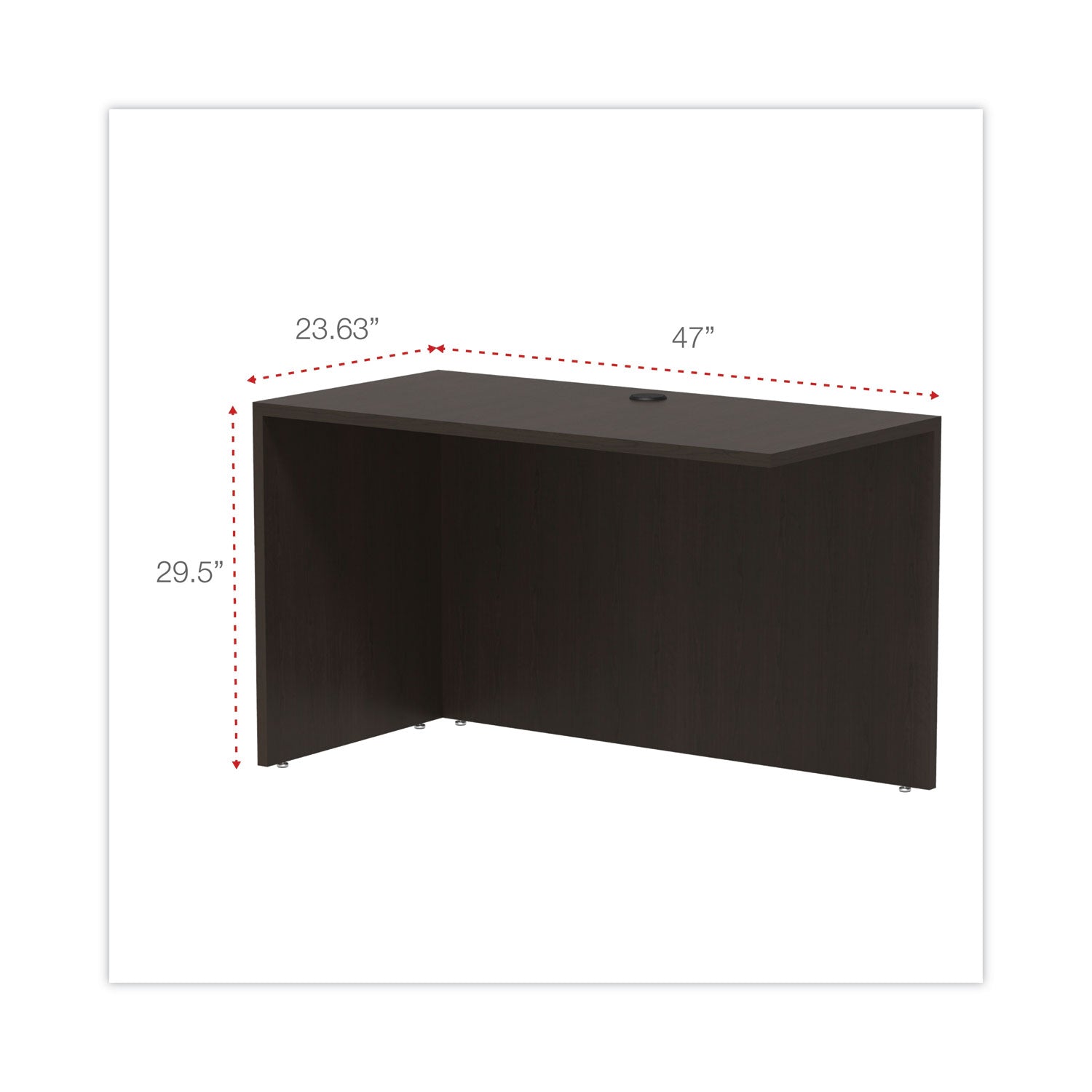 Alera® Alera Valencia Series Reversible Return/Bridge Shell, 47.25w x 23.63d x 29.5h, Espresso